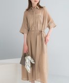 【アーバンリサーチ ロッソ/URBAN RESEARCH ROSSO】のセミシアー5分袖シャツワンピース 人気、トレンドファッション・服の通販 founy(ファニー) ファッション Fashion レディースファッション Fashion for Women ワンピース Dresses シャツワンピース / 1枚で着映えコーデ Shirt Dresses パッチ Patch, Appliqué ペチコート Petticoat, Underskirt ポケット Pocket, Pocket Detail リボン Ribbon, Bow リラックス Relax, Relaxed Fit S/S・春夏 SS, Spring/Summer, Warm Season 夏 Summer 2026年 2026 thumbnail ベージュ|ID: prp329100004933731 ipo3291000000037031255