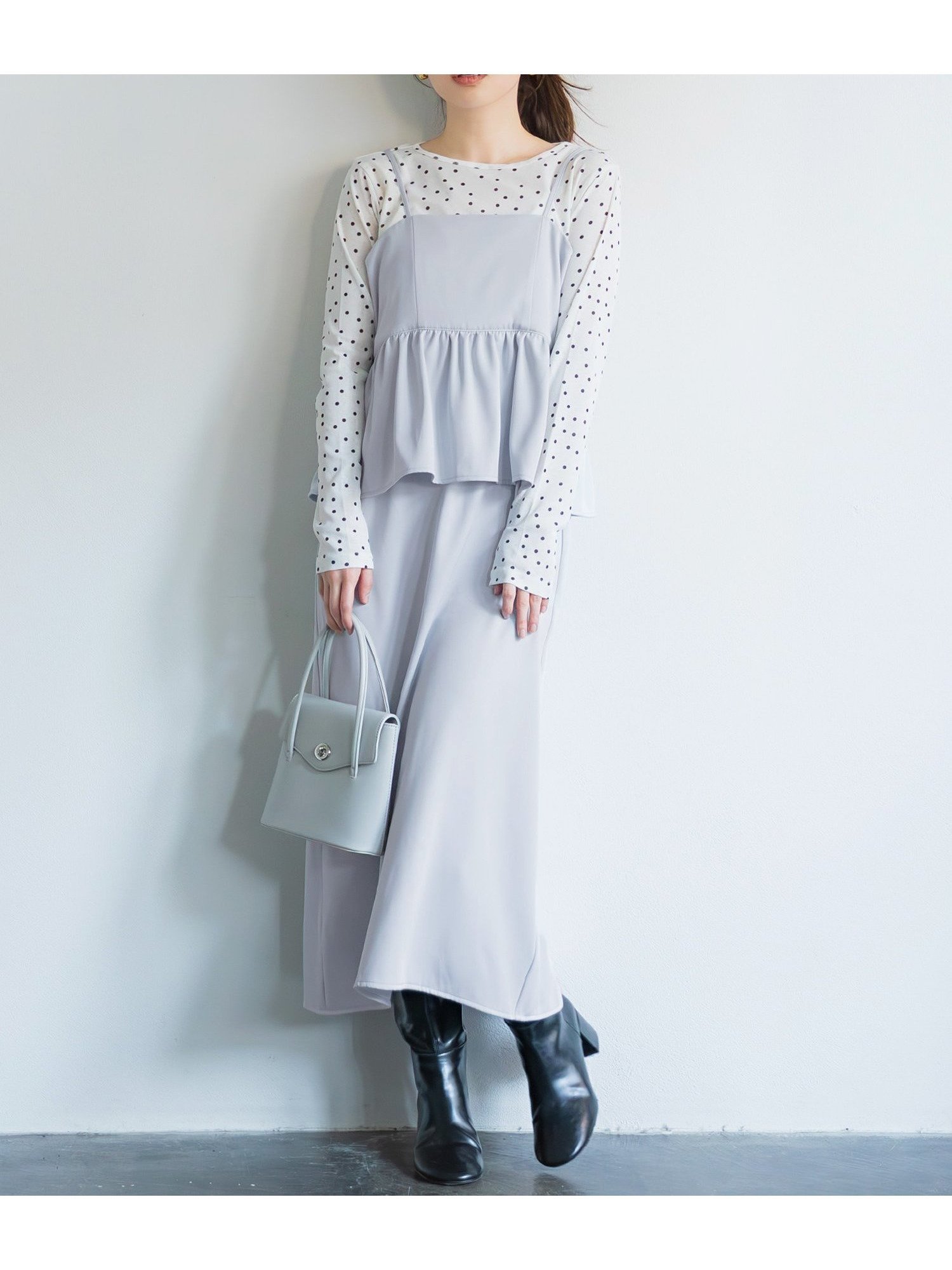 【コカ/COCA】のツイルペプラムキャミワンピース インテリア・キッズ・メンズ・レディースファッション・服の通販 founy(ファニー) 　ファッション　Fashion　レディースファッション　Fashion for Women　ワンピース　Dresses　キャミソールワンピース　Camisole Dresses　インナー　Innerwear　春　Spring　キャミワンピース　Cami Dress, Slip Dress　サンダル　Sandals, Summer Shoes　スニーカー　Sneakers, Trainers　スリット　Slit, Slit Detail　とろみ　Fluid, Flowy Fabric　フェミニン　Feminine, Girly　ペプラム　Peplum, Flared Hem　ポケット　Pocket, Pocket Detail　無地　Plain, Solid Color　リブニット　Rib Knit, Ribbed Knit　リボン　Ribbon, Bow　ロング　Long, Long-Length　S/S・春夏　SS, Spring/Summer, Warm Season　おすすめ　Recommended / Our Picks　夏　Summer　エレガント 上品　Elegant　2026年　2026　Lt.blue|ID: prp329100004933734 ipo3291000000037031269