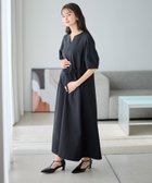 【クロスマルシェ/cross marche】のランタンスリーブウエストリボン付きワンピース(マタニティ/授乳服)授乳口付き 授乳楽々 妊婦服 産前・産後対応 ブラック|ID: prp329100004933735 ipo3291000000037324912