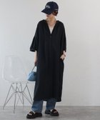 【リラクロ/relaclo】のmitis/綿麻ミックス 襟プリーツシャツワンピース チャコール|ID: prp329100004933742 ipo3291000000037031318