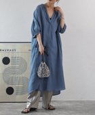 【リラクロ/relaclo】のmitis/綿麻ミックス 襟プリーツシャツワンピース ブルー|ID: prp329100004933742 ipo3291000000037031320