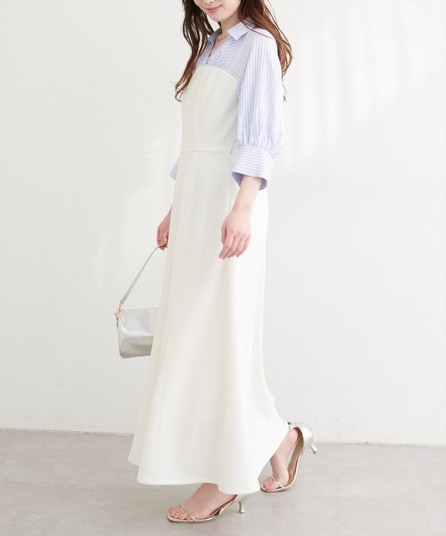 【ナチュラルクチュール/natural couture】のドッキングシャツワンピース インテリア・キッズ・メンズ・レディースファッション・服の通販 founy(ファニー) 　ファッション　Fashion　レディースファッション　Fashion for Women　ワンピース　Dresses　シャツワンピース / 1枚で着映えコーデ　Shirt Dresses　アクセサリー　Fashion Accessories　イヤリング　Earrings　カーディガン　Cardigan, Knitwear　サンダル　Sandals, Summer Shoes　シンプル　Simple, Minimal　ジャケット　Jacket, Outerwear　スニーカー　Sneakers, Trainers　ダウン　Down, Puffer　デコルテ　Décolleté, Neckline　ドッキング　Docking, Mixed Material　ネックレス　Necklace, Pendant Necklace　ポケット　Pocket, Pocket Detail　ロング　Long, Long-Length　再入荷　Restock / Back in Stock　おすすめ　Recommended / Our Picks　エレガント 上品　Elegant　2026年　2026　ホワイト系その他|ID: prp329100004933744 ipo3291000000037031328