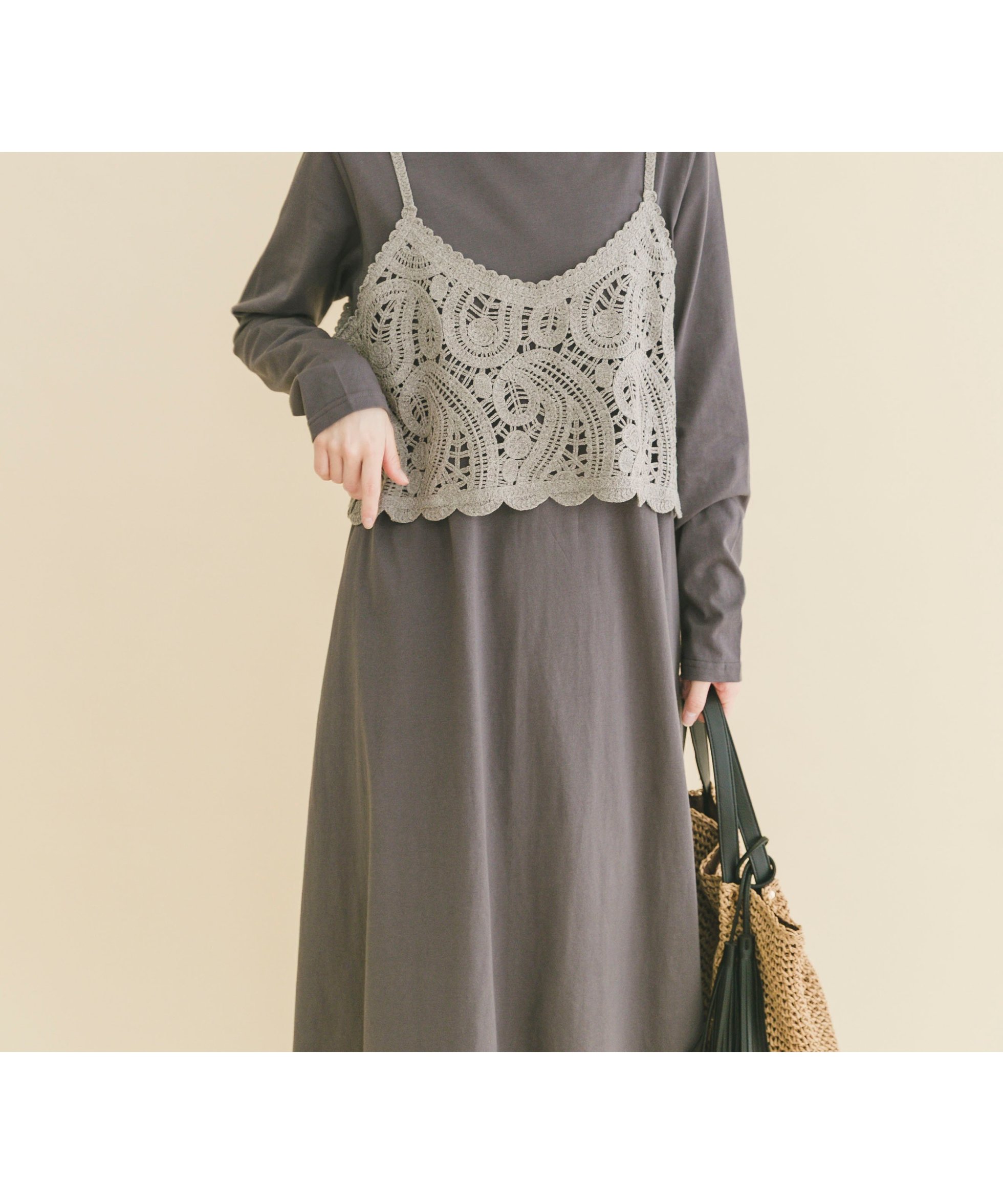 【アイテムズアーバンリサーチ/ITEMS URBAN RESEARCH】のカギバリキャミ×カットワンピース インテリア・キッズ・メンズ・レディースファッション・服の通販 founy(ファニー) 　ファッション　Fashion　レディースファッション　Fashion for Women　ワンピース　Dresses　2026年　2026　かぎ針　Crochet　キャミ　Camisole, Cami Top　トレンド　Trend, Trending Now　ベスト　Vest, Waistcoat　リラックス　Relax, Relaxed Fit　夏　Summer　S/S・春夏　SS, Spring/Summer, Warm Season　グレー|ID: prp329100004933747 ipo3291000000037031341