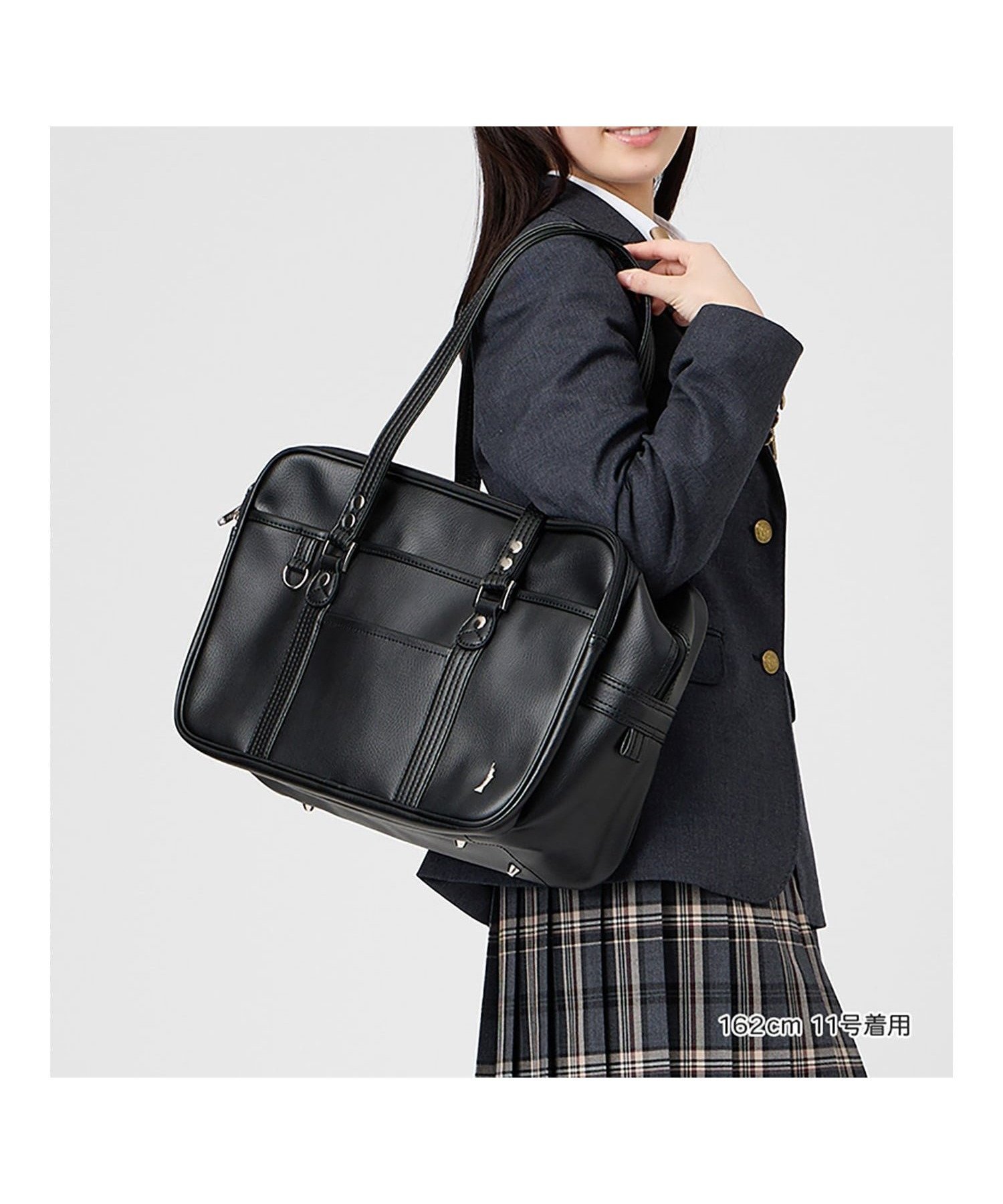 【イーストボーイ/EASTBOY】の合皮 バッグ スクール 中学生 高校生 通学 鞄 スクールバッグ スクバ 女子高生 学生服 インテリア・キッズ・メンズ・レディースファッション・服の通販 founy(ファニー) 　ファッション　Fashion　レディースファッション　Fashion for Women　シルバー　Silver, Metallic Silver　ダブル　Double, Double-Breasted　プリント　Print, Printed Pattern　ポケット　Pocket, Pocket Detail　メッシュ　Mesh, Net Fabric　おすすめ　Recommended / Our Picks　ブラック|ID: prp329100004933760 ipo3291000000037031391