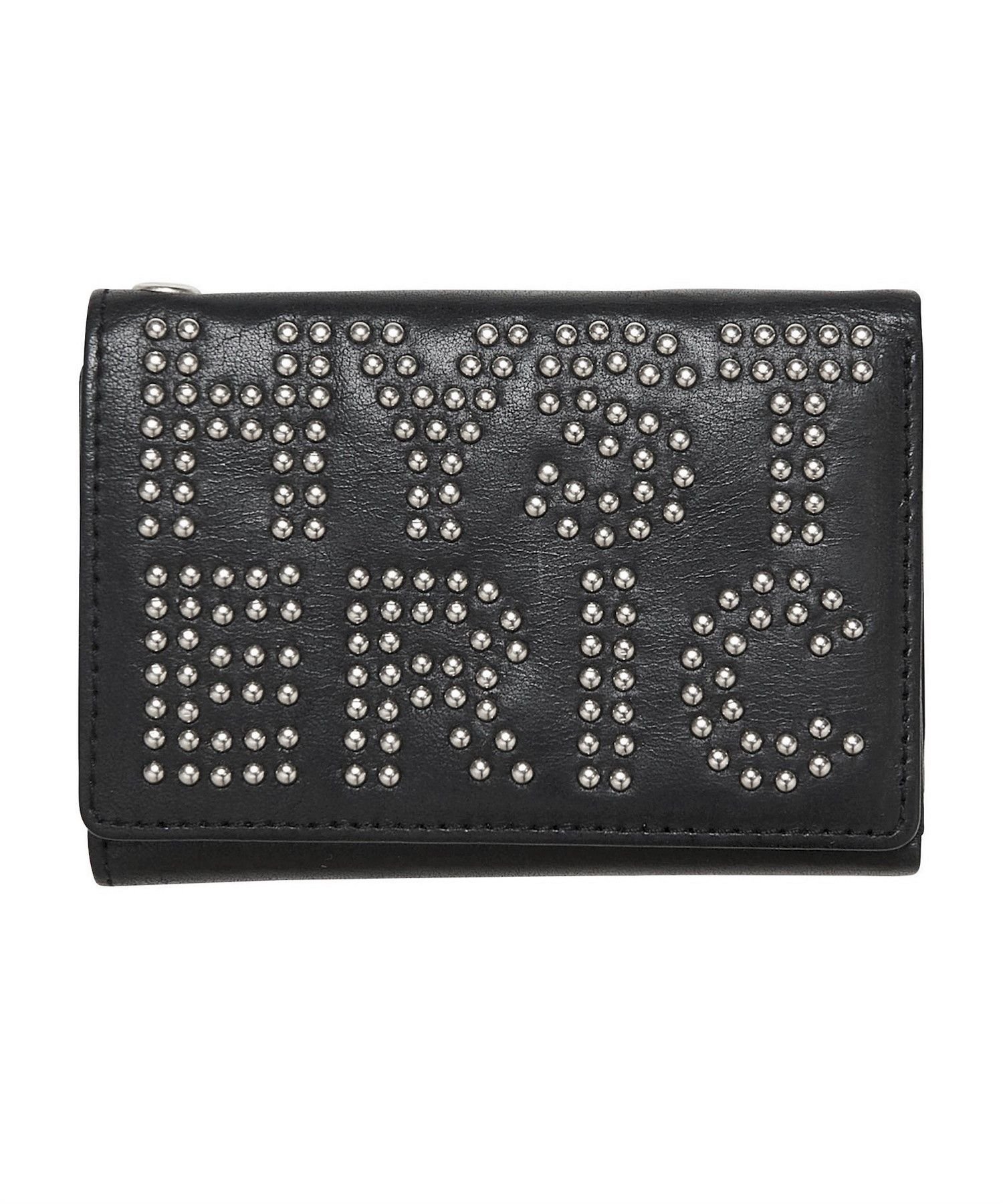 【ヒステリックグラマー/HYSTERIC GLAMOUR】のロゴスタッズ 三つ折りウォレット インテリア・キッズ・メンズ・レディースファッション・服の通販 founy(ファニー) 　ファッション　Fashion　レディースファッション　Fashion for Women　ウォレット　Wallet　コンパクト　Compact, Small Size　スタッズ　Studs, Metal Accents　ポケット　Pocket, Pocket Detail　日本製　Made In Japan　財布　Wallet, Purse　ブラック|ID: prp329100004933805 ipo3291000000037031565