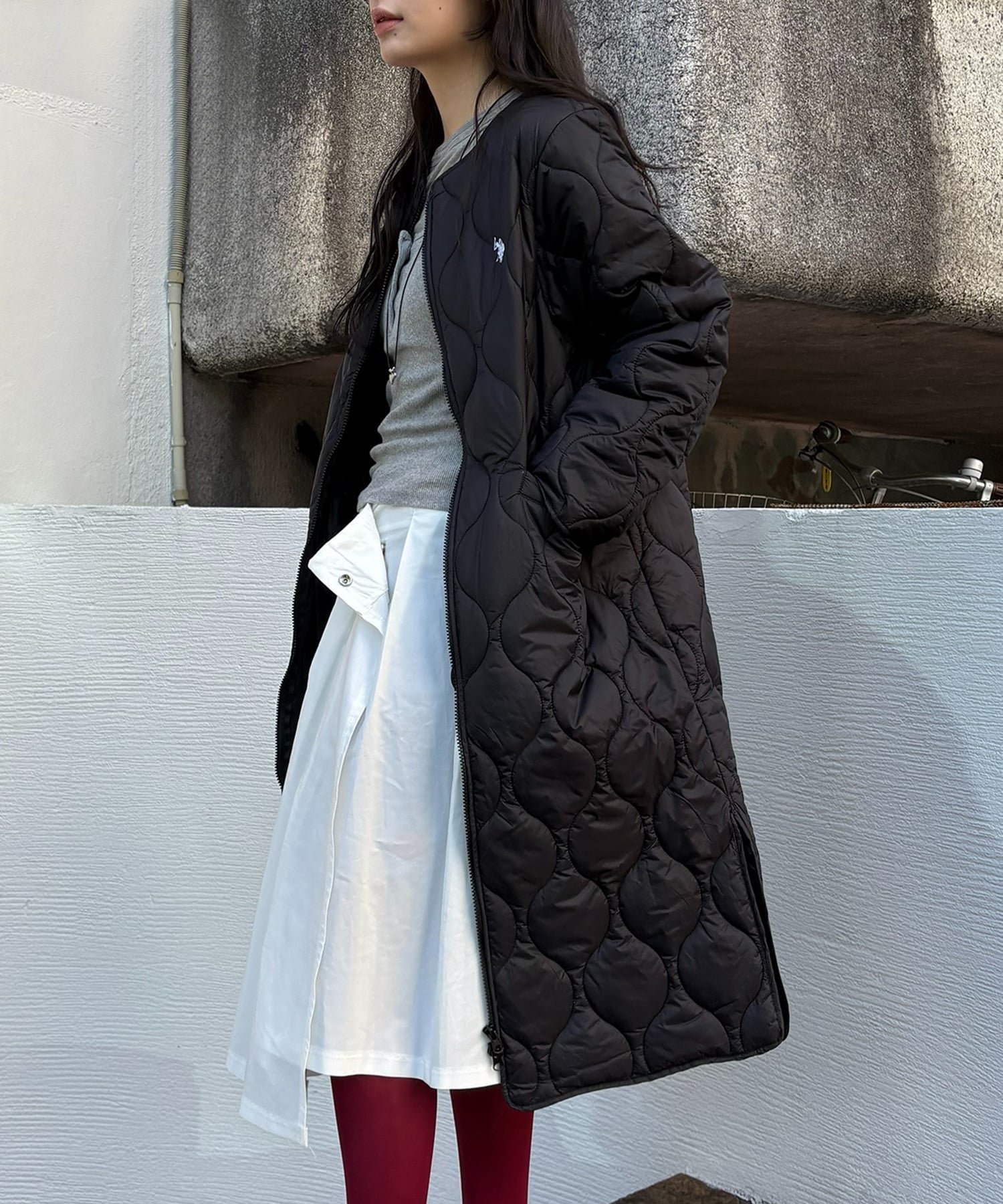 【セットアップセブン/SETUP7】のU.S. POLO ASSN./エクストラナイロン キルティング ロングコート ダブルジップ ポロ インテリア・キッズ・メンズ・レディースファッション・服の通販 founy(ファニー) 　ファッション　Fashion　レディースファッション　Fashion for Women　アウター　Coat / Outerwear Collection　コート・ロングコート・ピーコート　Long Coats, Peacoats & More　ウェーブ　Wavy Pattern　キャップ　Cap, Baseball Cap　キルティング　Quilted, Quilting　キルト　Quilt, Quilted Fabric　シューズ　Shoes, Footwear　シンプル　Simple, Minimal　スニーカー　Sneakers, Trainers　スラックス　Slacks, Dress Pants　タートルネック　Turtleneck, High Neck　デニム　Denim, Jeans Material　トレンド　Trend, Trending Now　バレエ　Ballet, Ballet Style　パイピング　Piping, Trim Design　フェミニン　Feminine, Girly　フロント　Front, Front Design　ロング　Long, Long-Length　再入荷　Restock / Back in Stock　ビジネス 仕事 通勤　Business / Work / Commuting　BLK|ID: prp329100004933833 ipo3291000000037031679