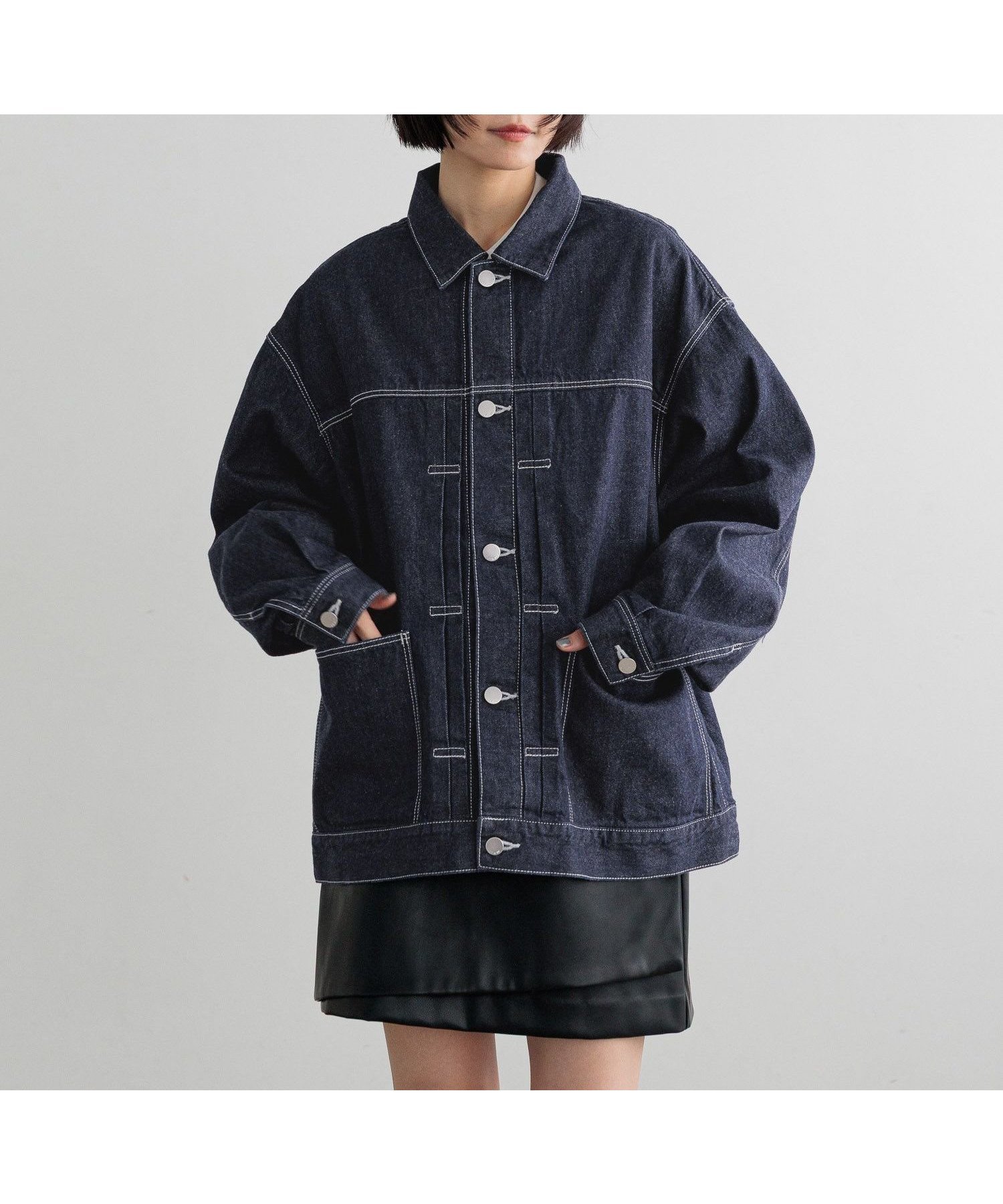 【ローリーズファーム/LOWRYS FARM】の【LFM】DENIMタックジャケット【UNISEX】 インテリア・キッズ・メンズ・レディースファッション・服の通販 founy(ファニー) 　ファッション　Fashion　レディースファッション　Fashion for Women　アウター　Coat / Outerwear Collection　レディースジャケット・軽アウター　Jackets　インディゴ　Indigo Denim　ジャケット　Jacket, Outerwear　スリット　Slit, Slit Detail　ダウン　Down, Puffer　ツイル　Twist, Twisted Detail　デニム　Denim, Jeans Material　パッチ　Patch, Appliqué　フラット　Flat, Flat Shoes　ポケット　Pocket, Pocket Detail　ユニセックス　Unisex, Genderless　ワイド　Wide, Wide Fit　ネイビー88|ID: prp329100004933836 ipo3291000000037031689