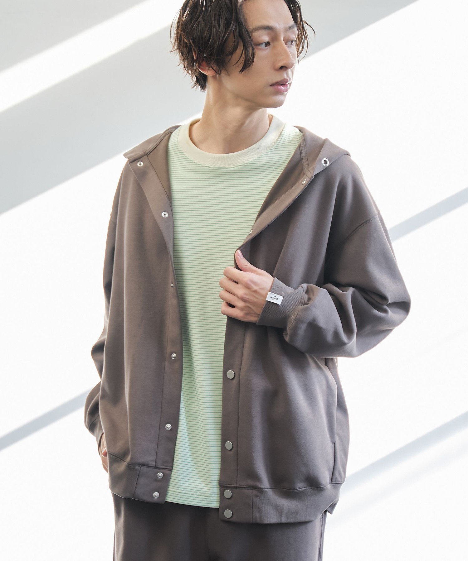 【コーエン/COEN】のクリーンプラススウェットスナップボタンパーカー【防汚(食品汚れ),UVカット】 インテリア・キッズ・メンズ・レディースファッション・服の通販 founy(ファニー) 　ファッション　Fashion　レディースファッション　Fashion for Women　トップス・カットソー　Cut & Sew Tops　レディースパーカー・カジュアルフーディー　Casual Hoodies & Sweatshirts　スウェット・クルーネックトップス　Sweatshirts & Crewnecks / Relaxed Fit Sweat Tops　春　Spring　シンプル　Simple, Minimal　ジップ　Zip, Zipper　スウェット / スエット　Sweatshirt, Sweatwear　セットアップ　Set-Up, Coordinated Outfit　パーカー　Hoodie, Parka　フロント　Front, Front Design　ベーシック　Basic, Essential　MD.BROWN|ID: prp329100004933839 ipo3291000000037031705