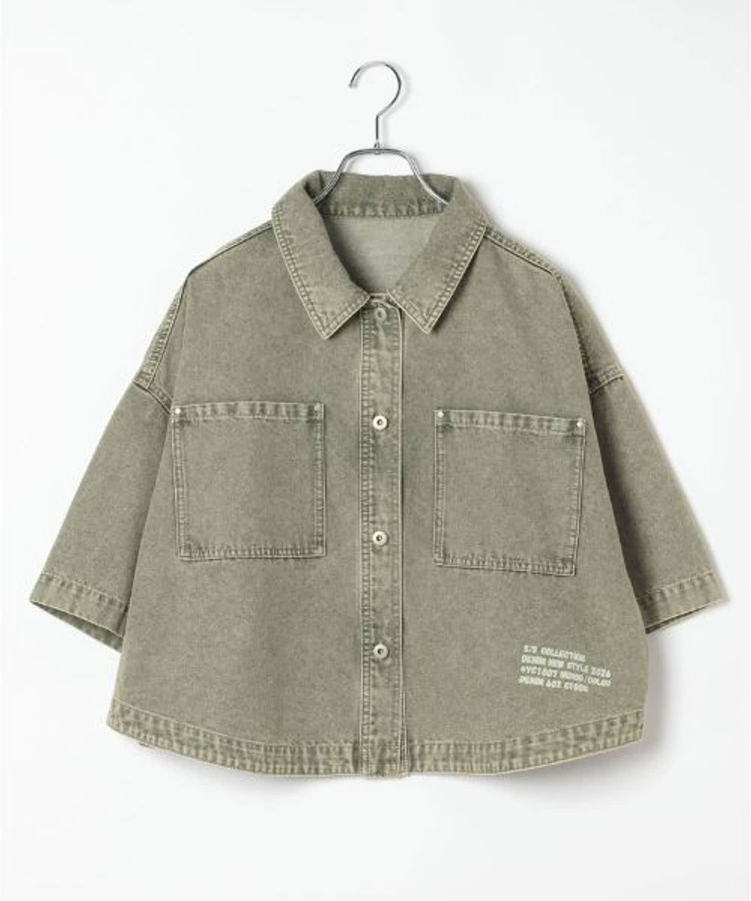 【レプシィム ローリーズファーム/LEPSIM LOWRYS FARM】のデニムBIGショートシャツ/SS インテリア・キッズ・メンズ・レディースファッション・服の通販 founy(ファニー) 　ファッション　Fashion　レディースファッション　Fashion for Women　トップス・カットソー　Cut & Sew Tops　シャツ・ブラウス・オフィスカジュアル　Elegant Blouses & Button-Ups　おすすめ　Recommended / Our Picks　インナー　Innerwear　ショート　Short, Short Length　デニム　Denim, Jeans Material　トレンド　Trend, Trending Now　レース　Lace, Lace Fabric　ワイド　Wide, Wide Fit　夏　Summer　カーキ74|ID: prp329100004933854 ipo3291000000037031768