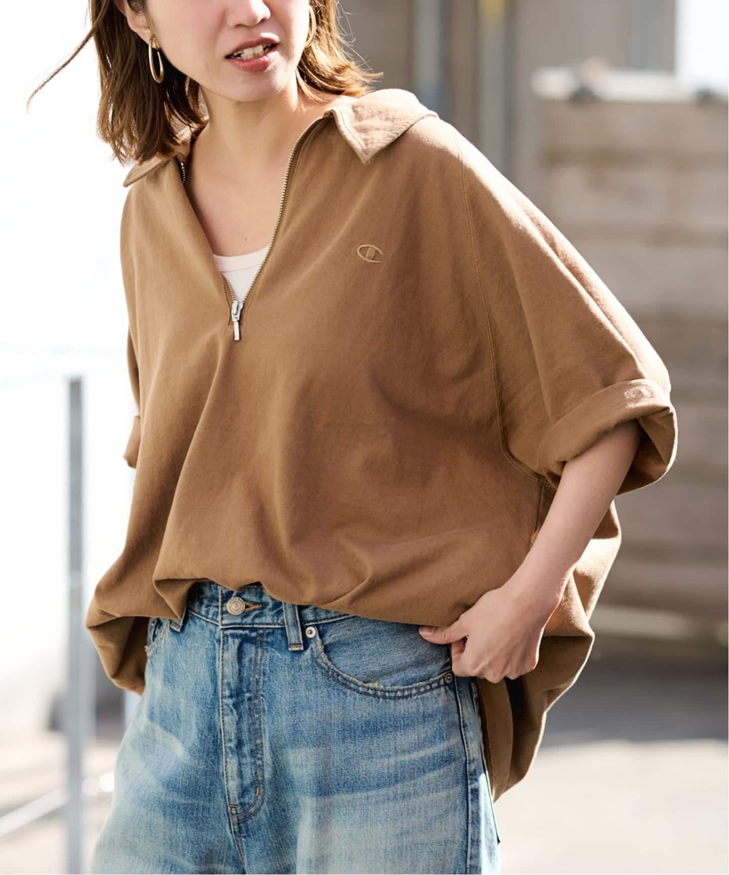 【フレームワーク/FRAMeWORK】の≪追加 ≫CHAMPION/チャンピオン 別注JERSEY HALF ZIP TEE 2 インテリア・キッズ・メンズ・レディースファッション・服の通販 founy(ファニー) 　ファッション　Fashion　レディースファッション　Fashion for Women　ニューヨーク　New York, NYC Style　人気　Popular, Best Seller　ポケット　Pocket, Pocket Detail　ポロシャツ　Polo Shirt, Collared Tee　別注　Limited Edition, Custom Order　ロング　Long, Long-Length　再入荷　Restock / Back in Stock　キャメル|ID: prp329100004933855 ipo3291000000037031774