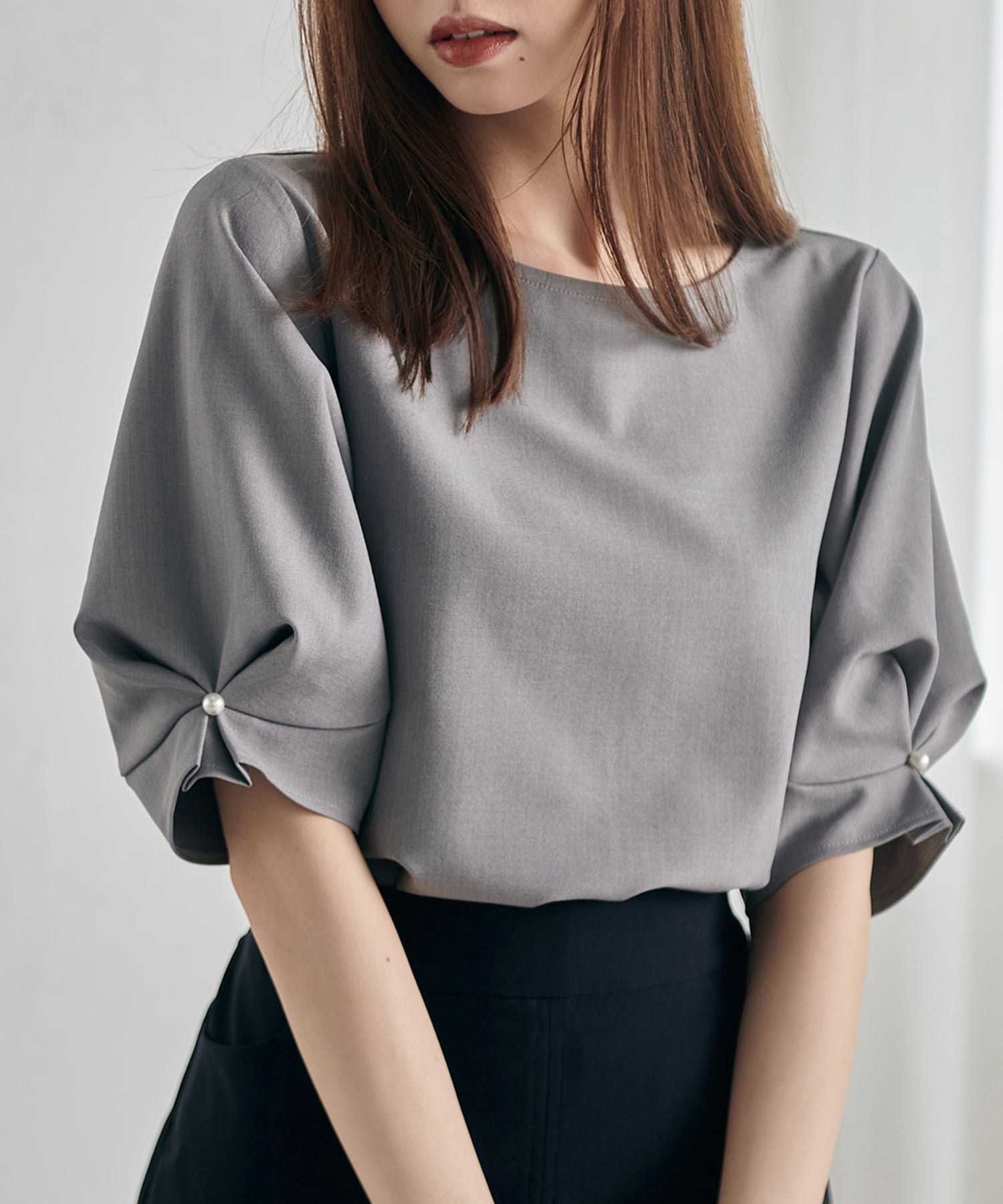 【ラナン/Ranan】のRanan/ひんやり!袖タックデザインきれい見えブラウス 人気、トレンドファッション・服の通販 founy(ファニー) 　ファッション　Fashion　レディースファッション　Fashion for Women　トップス・カットソー　Cut & Sew Tops　シャツ・ブラウス・オフィスカジュアル　Elegant Blouses & Button-Ups　セットアップ　Set-Up, Coordinated Outfit　デニム　Denim, Jeans Material　パール　Pearl, Pearl Accent　フェミニン　Feminine, Girly　ポケット　Pocket, Pocket Detail　ワイド　Wide, Wide Fit　再入荷　Restock / Back in Stock　おすすめ　Recommended / Our Picks　ビジネス 仕事 通勤　Business / Work / Commuting　 other-1|ID: prp329100004933861 ipo3291000000037031798