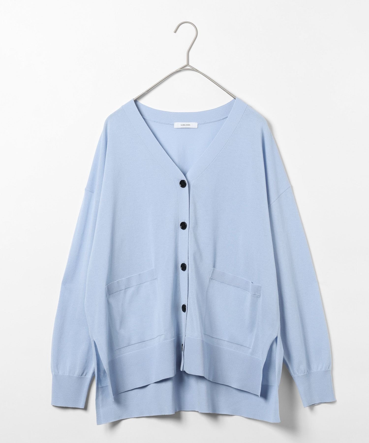 【グローバルワーク/GLOBAL WORK】のサラサラDRYVネックカーディガン長袖/655854 人気、トレンドファッション・服の通販 founy(ファニー) 　ファッション　Fashion　レディースファッション　Fashion for Women　トップス・カットソー　Cut & Sew Tops　カーディガン・羽織り　Layered Style Cardigans　Vネックトップス　V-Neck Tops / V-Cut Neckline Shirts　カーディガン　Cardigan, Knitwear　シンプル　Simple, Minimal　スリット　Slit, Slit Detail　ビジネス 仕事 通勤　Business / Work / Commuting　夏　Summer　旅行　Travel　羽織　Haori, Light Jacket　長袖　Long Sleeve, Full Sleeve　 other-1|ID: prp329100004933869 ipo3291000000037031835