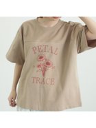 【サマンサモスモス/Samansa Mos2】の【接触冷感】ミニ裏毛切替フラワープリントTシャツ ベージュ|ID: prp329100004933884 ipo3291000000037031900