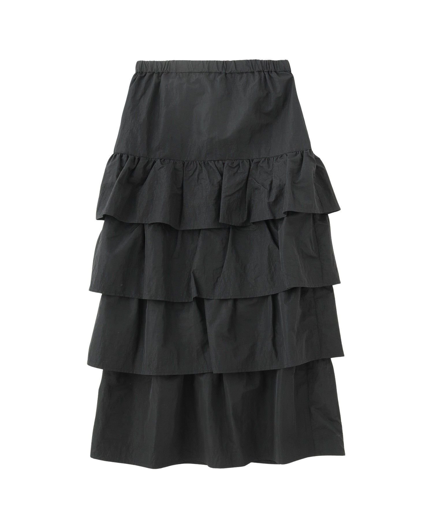 【ローズバッド/ROSE BUD】のNYLON FRILL SKIRT インテリア・キッズ・メンズ・レディースファッション・服の通販 founy(ファニー) 　ファッション　Fashion　レディースファッション　Fashion for Women　スカート　Skirts　スウェット / スエット　Sweatshirt, Sweatwear　スタンダード　Standard, Basic　ストレート　Straight, Straight Cut　フリル　Frill, Ruffle　おすすめ　Recommended / Our Picks　エレガント 上品　Elegant　BLACK|ID: prp329100004933893 ipo3291000000037031932