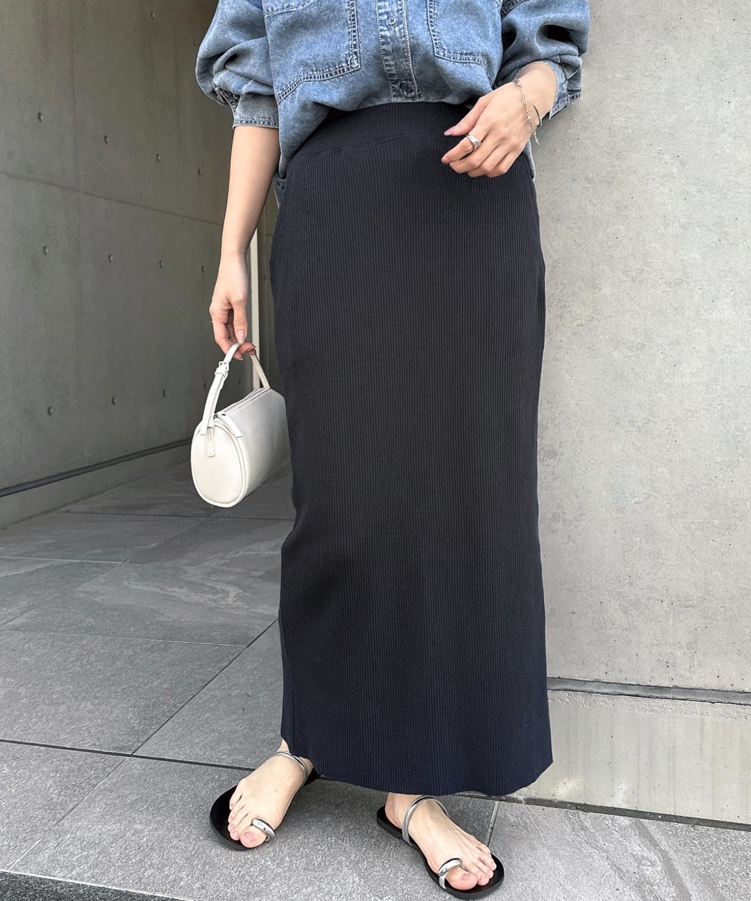 【アンドミー/andme】のセルフカット リブ ロング タイトスカート 人気、トレンドファッション・服の通販 founy(ファニー) 　ファッション　Fashion　レディースファッション　Fashion for Women　スカート　Skirts　おすすめ　Recommended / Our Picks　スリット　Slit, Slit Detail　タイトスカート　Pencil Skirt, Tight Skirt　ポケット　Pocket, Pocket Detail　ロング　Long, Long-Length　楽ちん　Easy Fit, Comfortable　 other-1|ID: prp329100004933895 ipo3291000000037031937