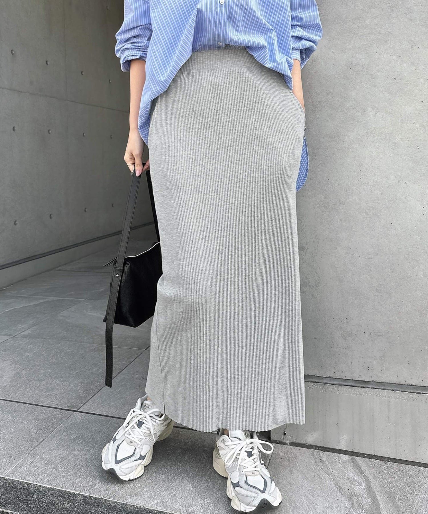 【アンドミー/andme】のセルフカット リブ ロング タイトスカート インテリア・キッズ・メンズ・レディースファッション・服の通販 founy(ファニー) 　ファッション　Fashion　レディースファッション　Fashion for Women　スカート　Skirts　おすすめ　Recommended / Our Picks　スリット　Slit, Slit Detail　タイトスカート　Pencil Skirt, Tight Skirt　ポケット　Pocket, Pocket Detail　ロング　Long, Long-Length　楽ちん　Easy Fit, Comfortable　杢グレー|ID: prp329100004933895 ipo3291000000037031945