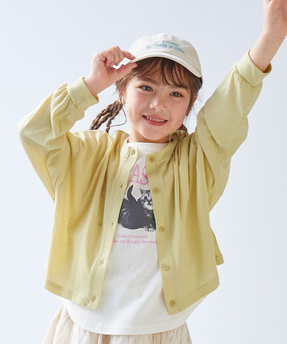 【デビロック/devirock / KIDS】のUVカット ガールズ クルーネック カーディガン 子供服 キッズ 女の子 UVカット 26SS インテリア・キッズ・メンズ・レディースファッション・服の通販 founy(ファニー) 　ファッション　Fashion　キッズファッション　Fashion for Kids　カットソー　Cut and Sewn Top　カラフル　Colorful Design　カーディガン　Cardigan, Knitwear　クロップド　Cropped, Short Length　おすすめ　Recommended / Our Picks　夏　Summer　2026年　2026　Sイエロー|ID: prp329100004936023 ipo3291000000037040877