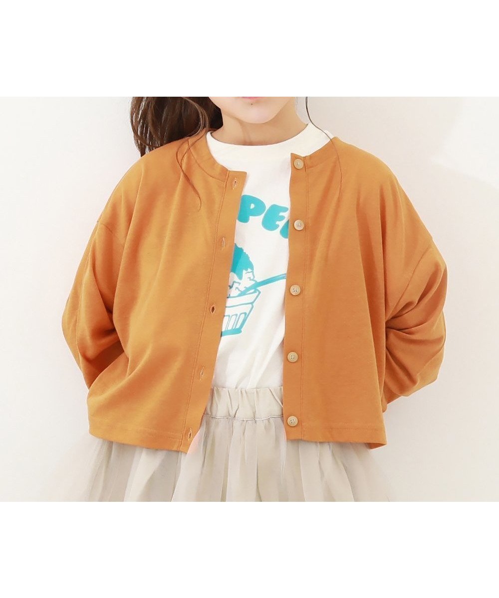 【デビロック/devirock / KIDS】のUVカット ガールズ クルーネック カーディガン 子供服 キッズ 女の子 UVカット 26SS インテリア・キッズ・メンズ・レディースファッション・服の通販 founy(ファニー) 　ファッション　Fashion　キッズファッション　Fashion for Kids　カットソー　Cut and Sewn Top　カラフル　Colorful Design　カーディガン　Cardigan, Knitwear　クロップド　Cropped, Short Length　おすすめ　Recommended / Our Picks　夏　Summer　2026年　2026　Gオレンジ|ID: prp329100004936023 ipo3291000000037040882