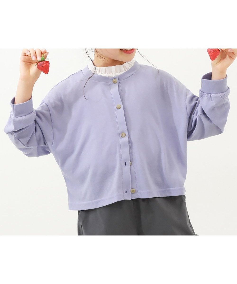 【デビロック/devirock / KIDS】のUVカット ガールズ クルーネック カーディガン 子供服 キッズ 女の子 UVカット 26SS インテリア・キッズ・メンズ・レディースファッション・服の通販 founy(ファニー) 　ファッション　Fashion　キッズファッション　Fashion for Kids　カットソー　Cut and Sewn Top　カラフル　Colorful Design　カーディガン　Cardigan, Knitwear　クロップド　Cropped, Short Length　おすすめ　Recommended / Our Picks　夏　Summer　2026年　2026　Sバイオレット|ID: prp329100004936023 ipo3291000000037040885