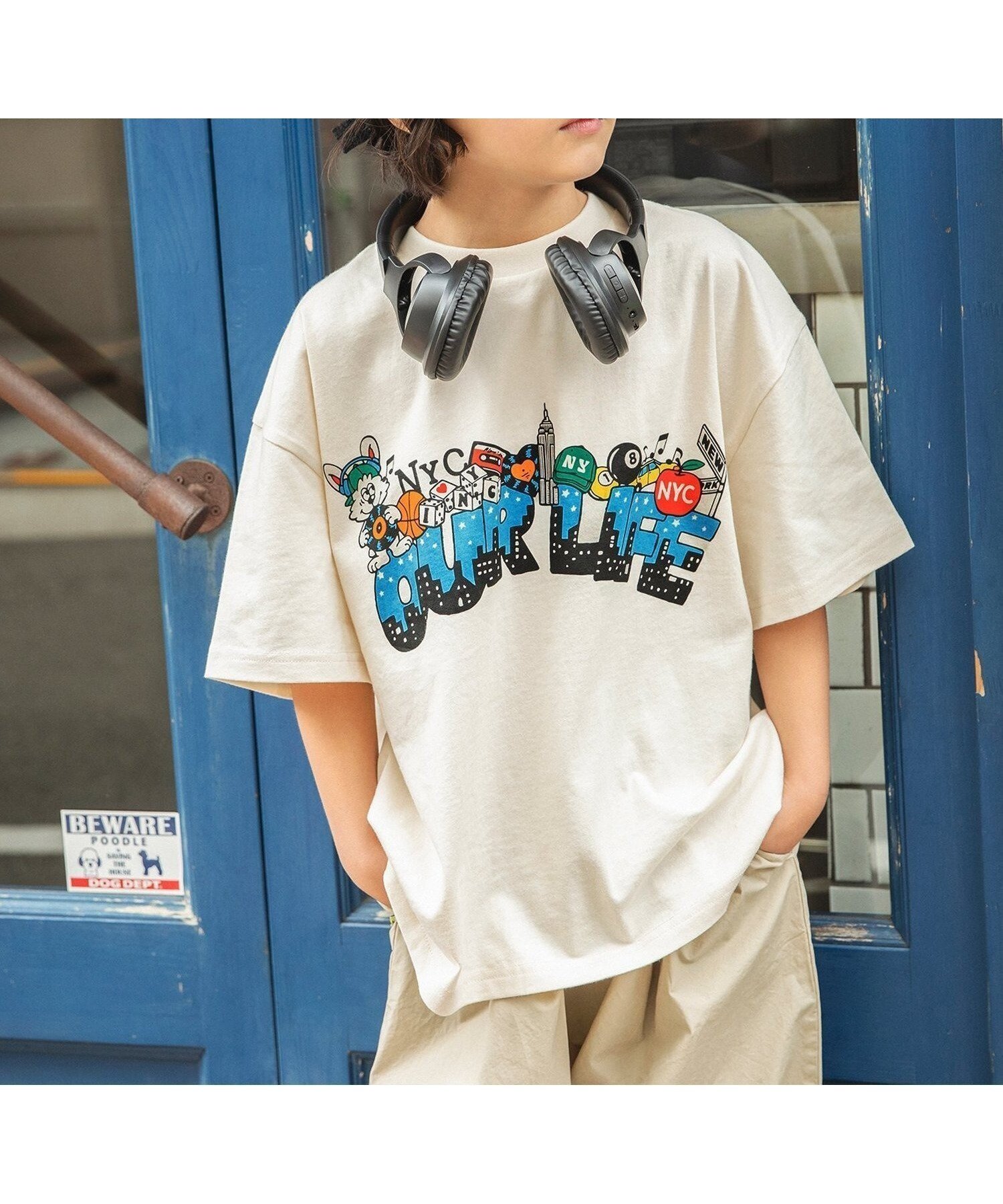 【エフオー オンラインストア/F.O.Online Store / KIDS】の【リンク】B NEWJACK グラフィックTシャツ インテリア・キッズ・メンズ・レディースファッション・服の通販 founy(ファニー) 　ファッション　Fashion　キッズファッション　Fashion for Kids　グラフィック　Graphic, Graphic Design　人気　Popular, Best Seller　プリント　Print, Printed Pattern　半袖　Short Sleeve, Half Sleeve　アイボリー|ID: prp329100004936029 ipo3291000000037040927