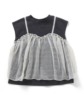 【エフオー オンラインストア/F.O.Online Store / KIDS】の【リンク】チュールフレンチスリーブTシャツ 人気、トレンドファッション・服の通販 founy(ファニー) ファッション Fashion キッズファッション Fashion for Kids カーゴパンツ Cargo Pants, Utility Pants ガーリー Girly, Feminine Style ダウン Down, Puffer チュール Tulip, Tulip Motif デニム Denim, Jeans Material ドッキング Docking, Mixed Material バランス Balance, Style Balance プリント Print, Printed Pattern おすすめ Recommended / Our Picks 夏 Summer |ID:prp329100004936030