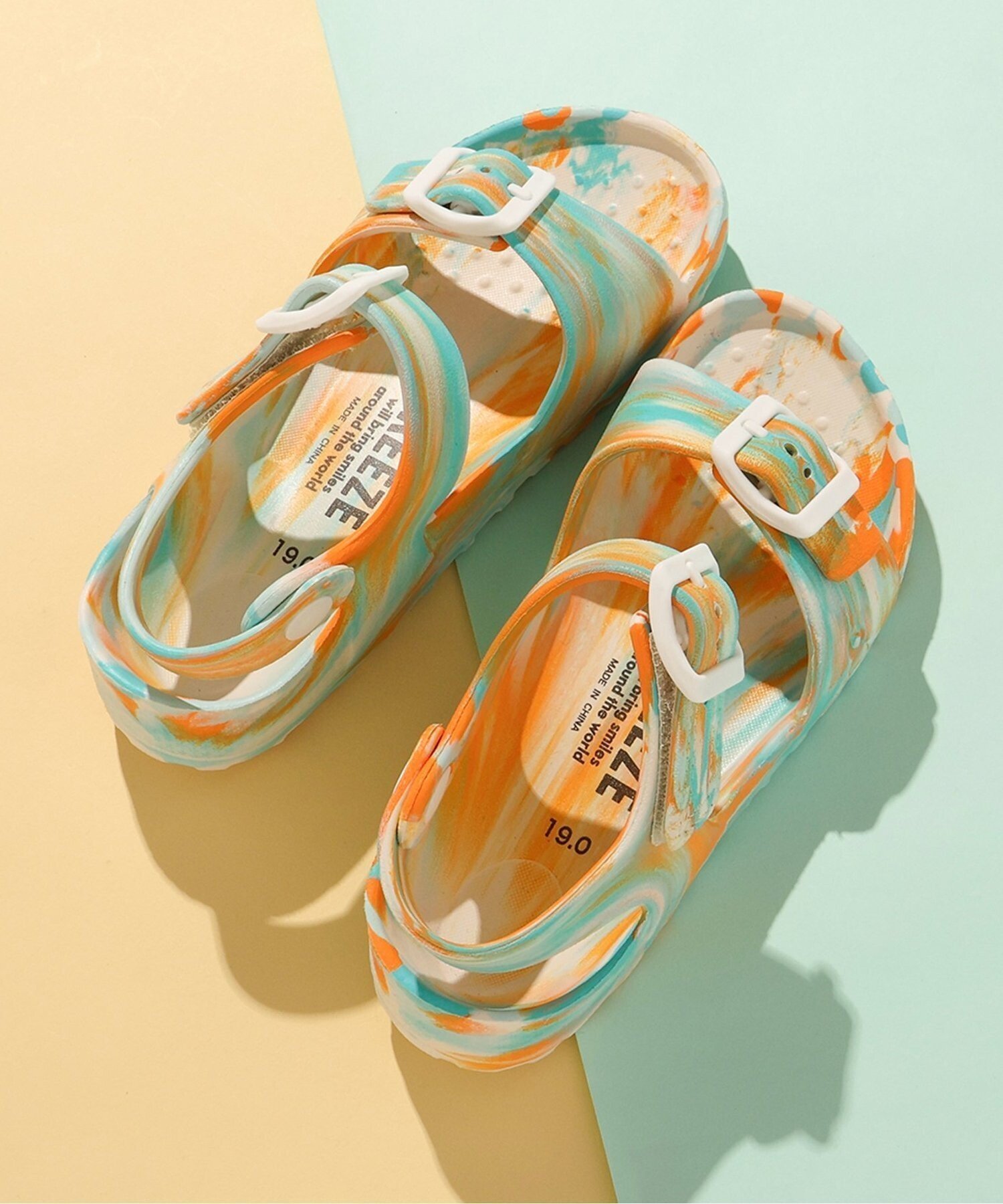 【エフオー オンラインストア/F.O.Online Store / KIDS】の【26年新作】EVAサンダル インテリア・キッズ・メンズ・レディースファッション・服の通販 founy(ファニー) 　ファッション　Fashion　キッズファッション　Fashion for Kids　おすすめ　Recommended / Our Picks　サンダル　Sandals, Summer Shoes　マーブル　Marble, Marble Pattern　人気　Popular, Best Seller　夏　Summer　定番　Standard, Basic Item　オレンジ|ID: prp329100004936034 ipo3291000000037040972