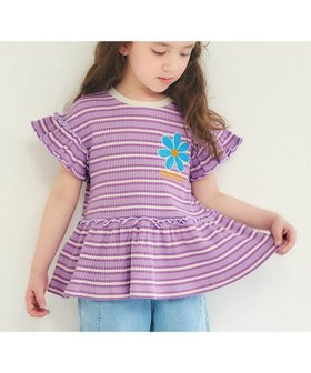 【エフオー オンラインストア/F.O.Online Store / KIDS】のフラワーワッペンペプラムモチーフTシャツ 人気、トレンドファッション・服の通販 founy(ファニー) ファッション Fashion キッズファッション Fashion for Kids 半袖 Short Sleeve, Half Sleeve |ID:prp329100004936074