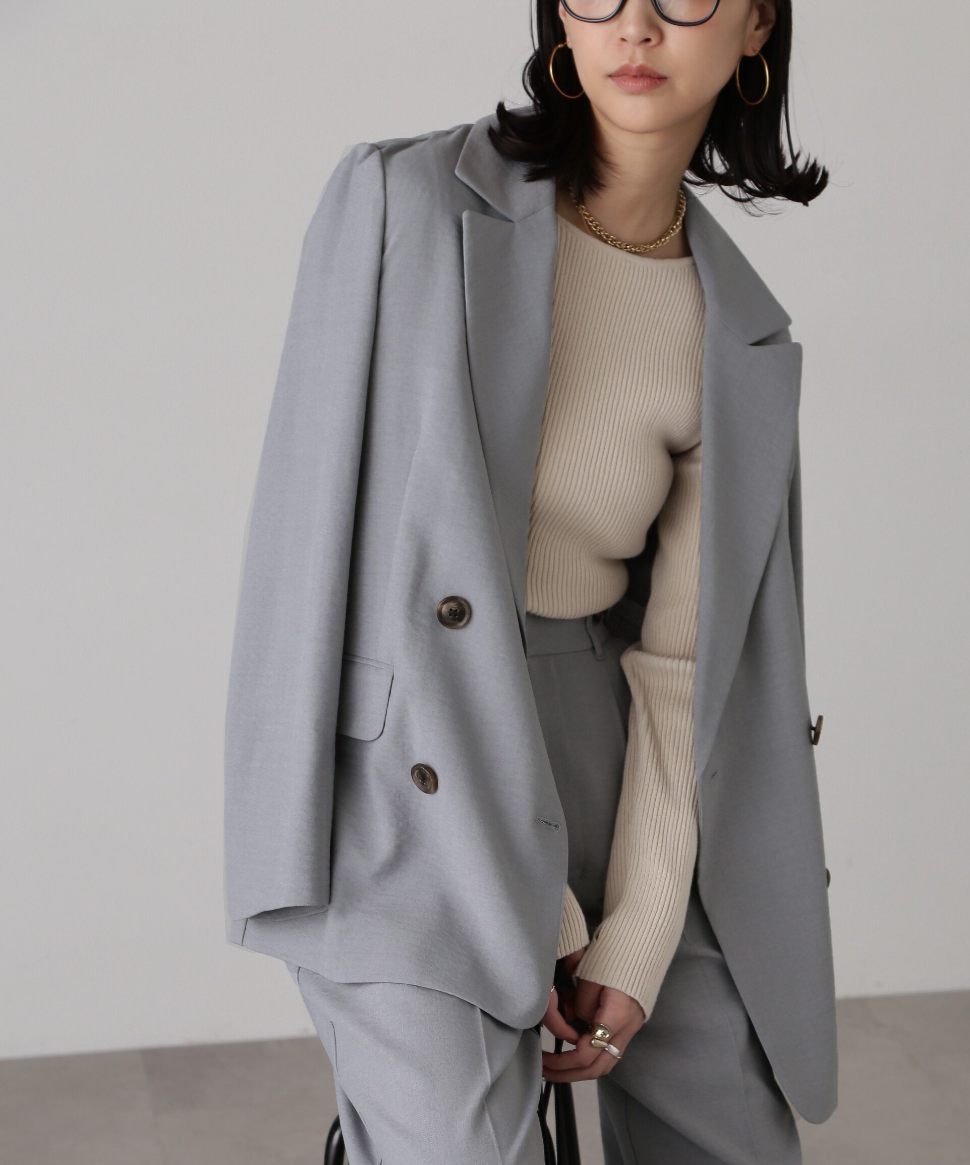 【フリーズマート/FREE'S MART】の低身長サイズ/Sシリーズ 気流染めダブルジャケット インテリア・キッズ・メンズ・レディースファッション・服の通販 founy(ファニー) 　ファッション　Fashion　レディースファッション　Fashion for Women　アウター　Coat / Outerwear Collection　レディースジャケット・軽アウター　Jackets　ショート　Short, Short Length　ジャケット　Jacket, Outerwear　スリット　Slit, Slit Detail　セットアップ　Set-Up, Coordinated Outfit　ダブル　Double, Double-Breasted　トレンド　Trend, Trending Now　ワイド　Wide, Wide Fit　春　Spring　ライトグレー|ID: prp329100004936087 ipo3291000000037041264