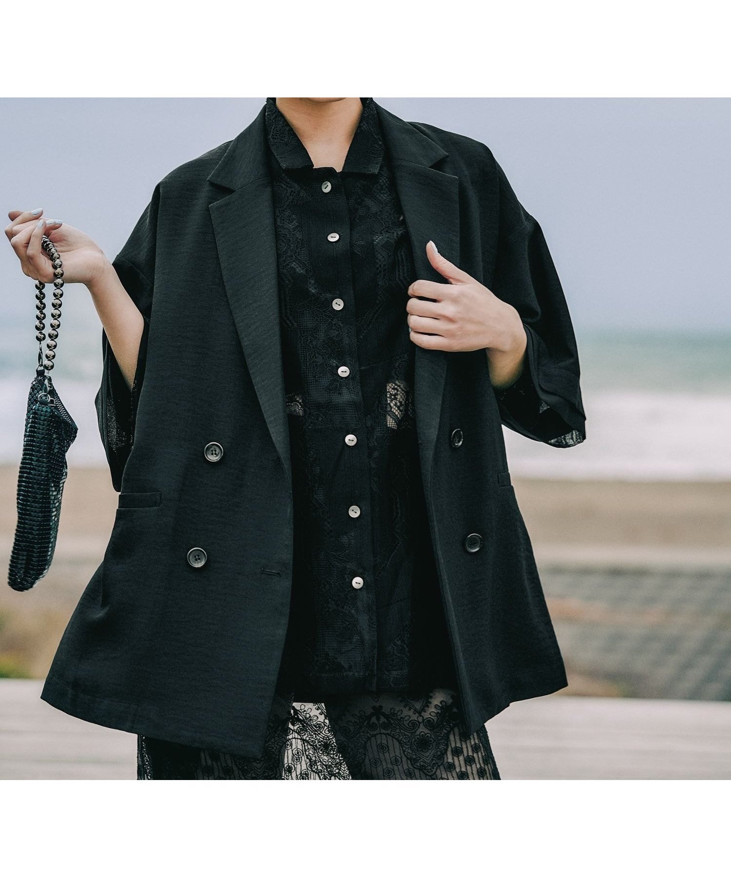 【レプシィム ローリーズファーム/LEPSIM LOWRYS FARM】の《リネンライクドライシリーズ》ルーズ切り替え5分袖Wジャケット インテリア・キッズ・メンズ・レディースファッション・服の通販 founy(ファニー) 　ファッション　Fashion　レディースファッション　Fashion for Women　アウター　Coat / Outerwear Collection　レディースジャケット・軽アウター　Jackets　シフォン　Chiffon, Lightweight Fabric　ジャケット　Jacket, Outerwear　セットアップ　Set-Up, Coordinated Outfit　トレンド　Trend, Trending Now　ラップ　Wrap, Wrap Design　ルーズ　Loose, Oversized　人気　Popular, Best Seller　今季　This Season, Current Season　夏　Summer　ブラック09|ID: prp329100004936135 ipo3291000000037041419