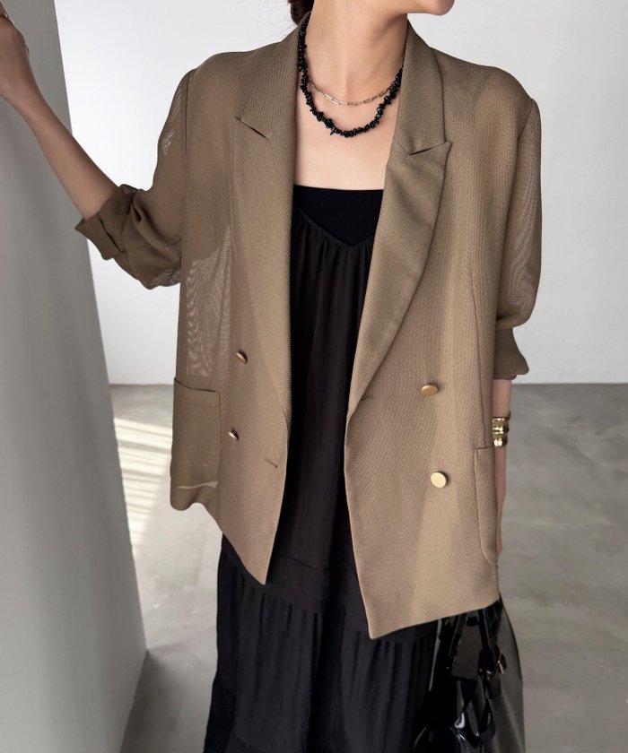 【ドゥドゥ/DouDou】のメッシュダブルジャケット インテリア・キッズ・メンズ・レディースファッション・服の通販 founy(ファウニー) https://founy.com/ ファッション Fashion レディースファッション Fashion for Women アウター Coat / Outerwear Collection レディースジャケット・軽アウター Jackets ジャケット Jacket, Outerwear スマート Smart, Elegant ダブル Double, Double-Breasted デニム Denim, Jeans Material 定番 Standard, Basic Item マニッシュ Mannish, Boyish メッシュ Mesh, Net Fabric S/S・春夏 SS, Spring/Summer, Warm Season 再入荷 Restock / Back in Stock 夏 Summer エレガント 上品 Elegant 2026年 2026 2026春夏・S/S Spring/Summer 2026 SS26 |ID: prp329100004936143 ipo3291000000037296070