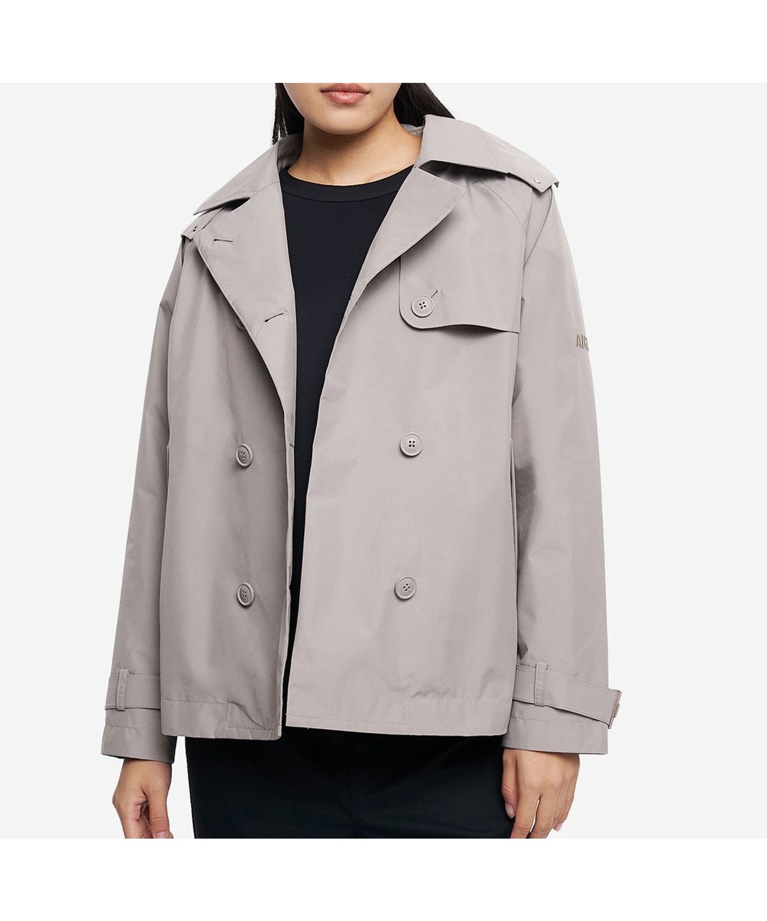 【エーグル/AIGLE】のGORE TEX ゴアテックス 防風 防水 透湿 2レイヤー ショートトレンチコート / フード脱着可 インテリア・キッズ・メンズ・レディースファッション・服の通販 founy(ファニー) 　ファッション　Fashion　レディースファッション　Fashion for Women　アウター　Coat / Outerwear Collection　コート・ロングコート・ピーコート　Long Coats, Peacoats & More　トレンチコート / 春秋の定番アウター　Trench Coats　エレガント 上品　Elegant　ショート　Short, Short Length　ジップ　Zip, Zipper　ドローコード　Drawcord, Drawstring Cord　ハンド　Hand, Handmade　ポケット　Pocket, Pocket Detail　モダン　Modern, Contemporary　グレー|ID: prp329100004936151 ipo3291000000037041497