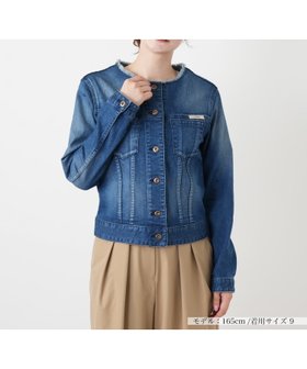 【レリアン/LEILIAN】のノーカラーデニムジャケット【L JEANS】 人気、トレンドファッション・服の通販 founy(ファニー) ファッション Fashion レディースファッション Fashion for Women アウター Coat / Outerwear Collection レディースジャケット・軽アウター Jackets デニムジャケット / カジュアルアウター Denim Jackets ウォッシャブル Machine Washable コンパクト Compact, Small Size ジャケット Jacket, Outerwear デニム Denim, Jeans Material フィット Fit, Slim Fit ポケット Pocket, Pocket Detail 夏 Summer |ID:prp329100004936156