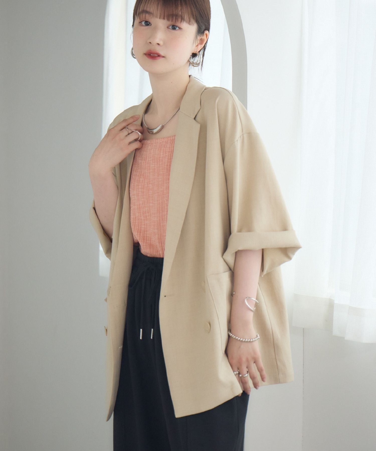 【レトロガール/RETRO GIRL】の【WEB限定】ダブルテーラード H/S インテリア・キッズ・メンズ・レディースファッション・服の通販 founy(ファニー) 　ファッション　Fashion　レディースファッション　Fashion for Women　ジャケット　Jacket, Outerwear　トレンド　Trend, Trending Now　ベーシック　Basic, Essential　夏　Summer　長袖　Long Sleeve, Full Sleeve　エクリュ|ID: prp329100004936170 ipo3291000000037041556