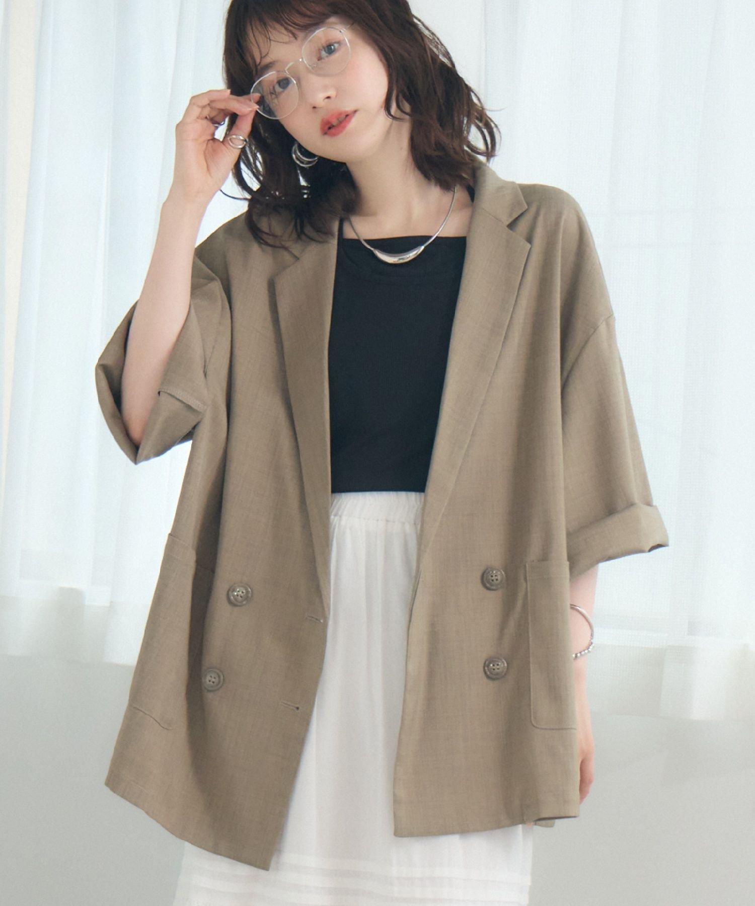 【レトロガール/RETRO GIRL】の【WEB限定】ダブルテーラード H/S インテリア・キッズ・メンズ・レディースファッション・服の通販 founy(ファニー) 　ファッション　Fashion　レディースファッション　Fashion for Women　ジャケット　Jacket, Outerwear　トレンド　Trend, Trending Now　ベーシック　Basic, Essential　夏　Summer　長袖　Long Sleeve, Full Sleeve　ベージュ|ID: prp329100004936170 ipo3291000000037041558