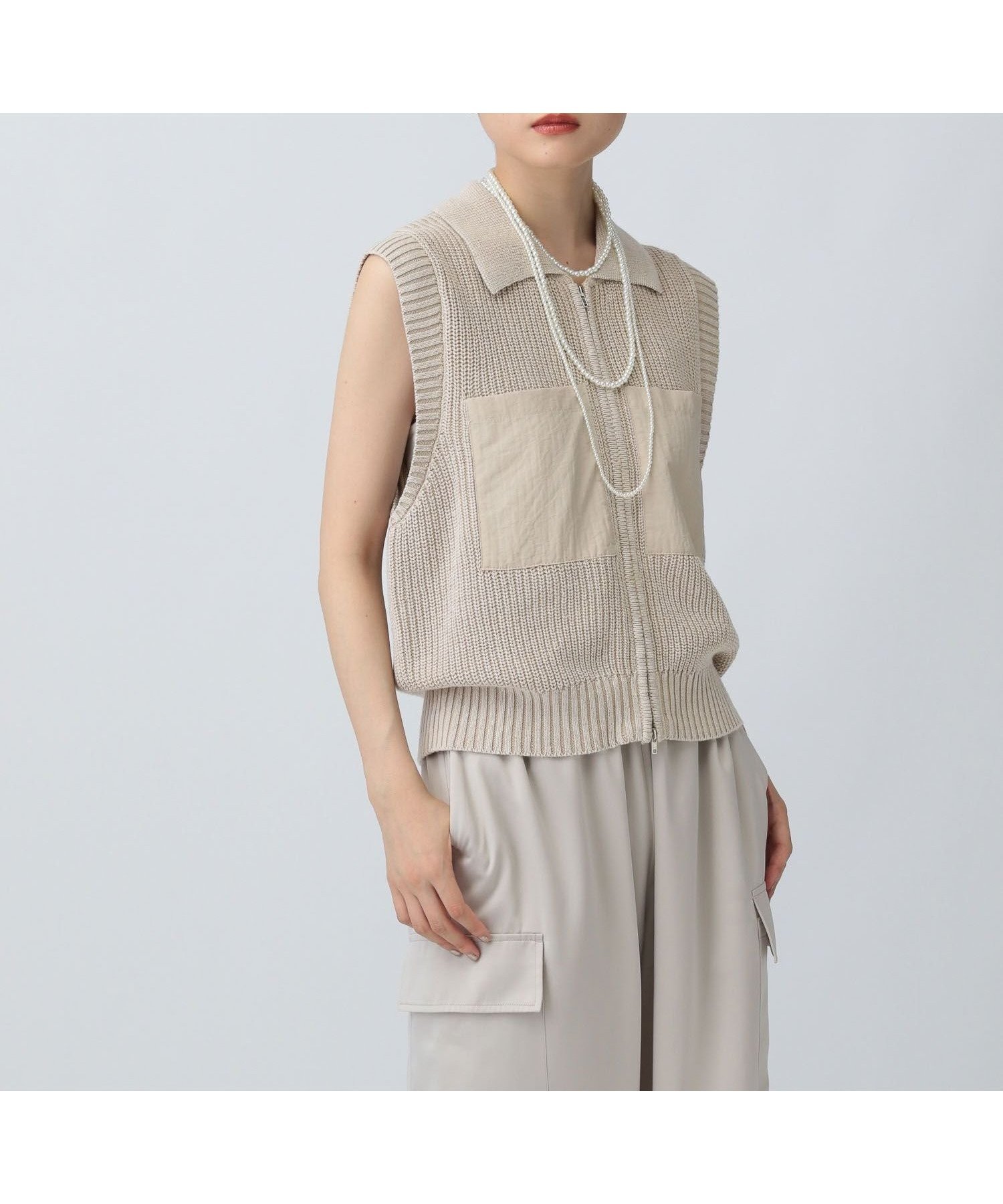 【レプシィム ローリーズファーム/LEPSIM LOWRYS FARM】の加工WZIPベスト インテリア・キッズ・メンズ・レディースファッション・服の通販 founy(ファニー) 　ファッション　Fashion　レディースファッション　Fashion for Women　アウター　Coat / Outerwear Collection　トップス・カットソー　Cut & Sew Tops　ベスト&ジレ / 重ね着スタイル　Vests & Gilets　おすすめ　Recommended / Our Picks　インナー　Innerwear　キャミソール　Camisole, Spaghetti Strap Top　ショート　Short, Short Length　タンク　Tank Top, Sleeveless Top　フロント　Front, Front Design　ベスト　Vest, Waistcoat　ポケット　Pocket, Pocket Detail　ベージュ52|ID: prp329100004936193 ipo3291000000037041681