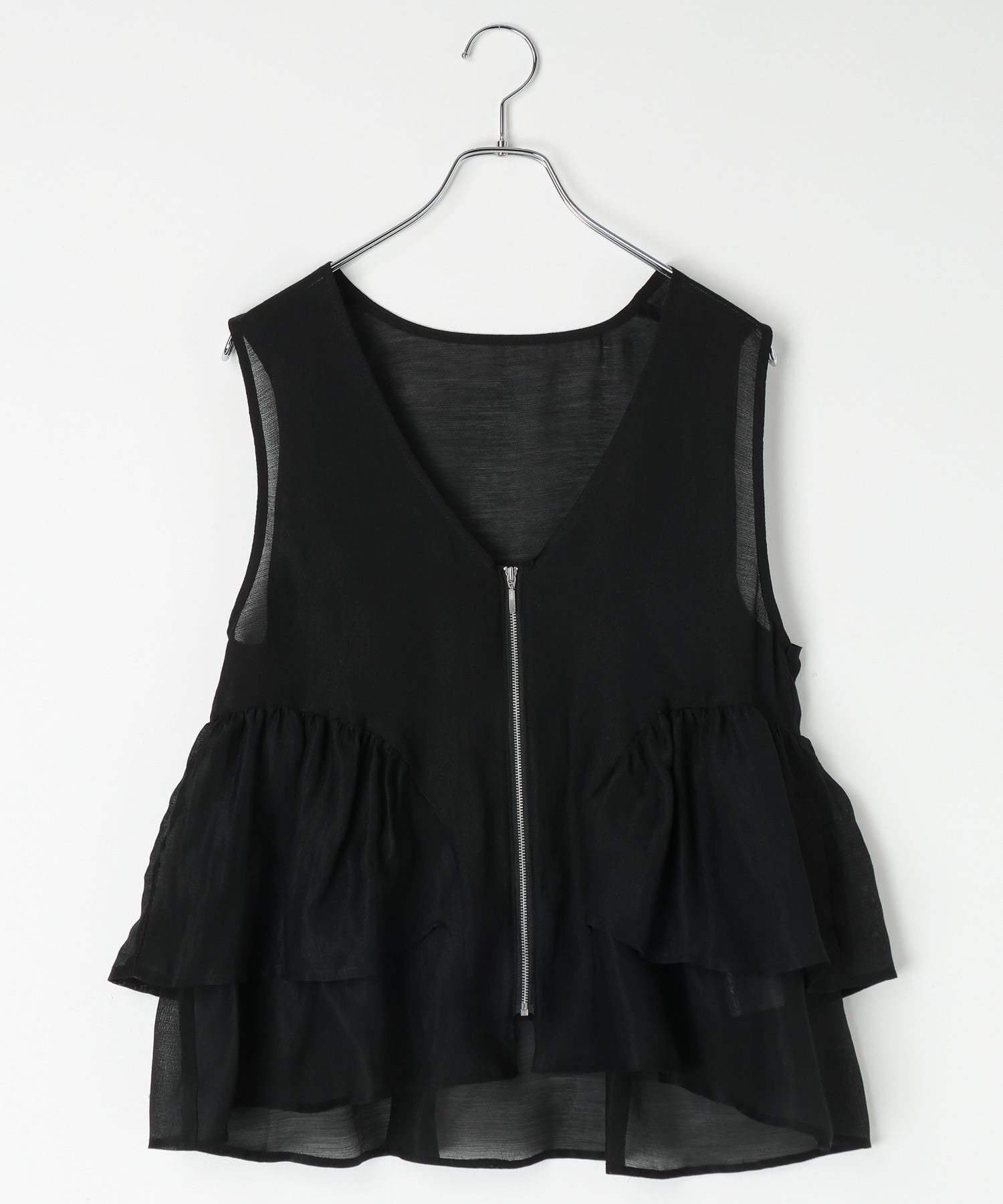 【レプシィム ローリーズファーム/LEPSIM LOWRYS FARM】のシアーZIPペプラムベスト インテリア・キッズ・メンズ・レディースファッション・服の通販 founy(ファニー) 　ファッション　Fashion　レディースファッション　Fashion for Women　アウター　Coat / Outerwear Collection　トップス・カットソー　Cut & Sew Tops　ベスト&ジレ / 重ね着スタイル　Vests & Gilets　おすすめ　Recommended / Our Picks　インナー　Innerwear　シアー　Sheer, See-Through　ベスト　Vest, Waistcoat　ペプラム　Peplum, Flared Hem　ブラック09|ID: prp329100004936199 ipo3291000000037041702