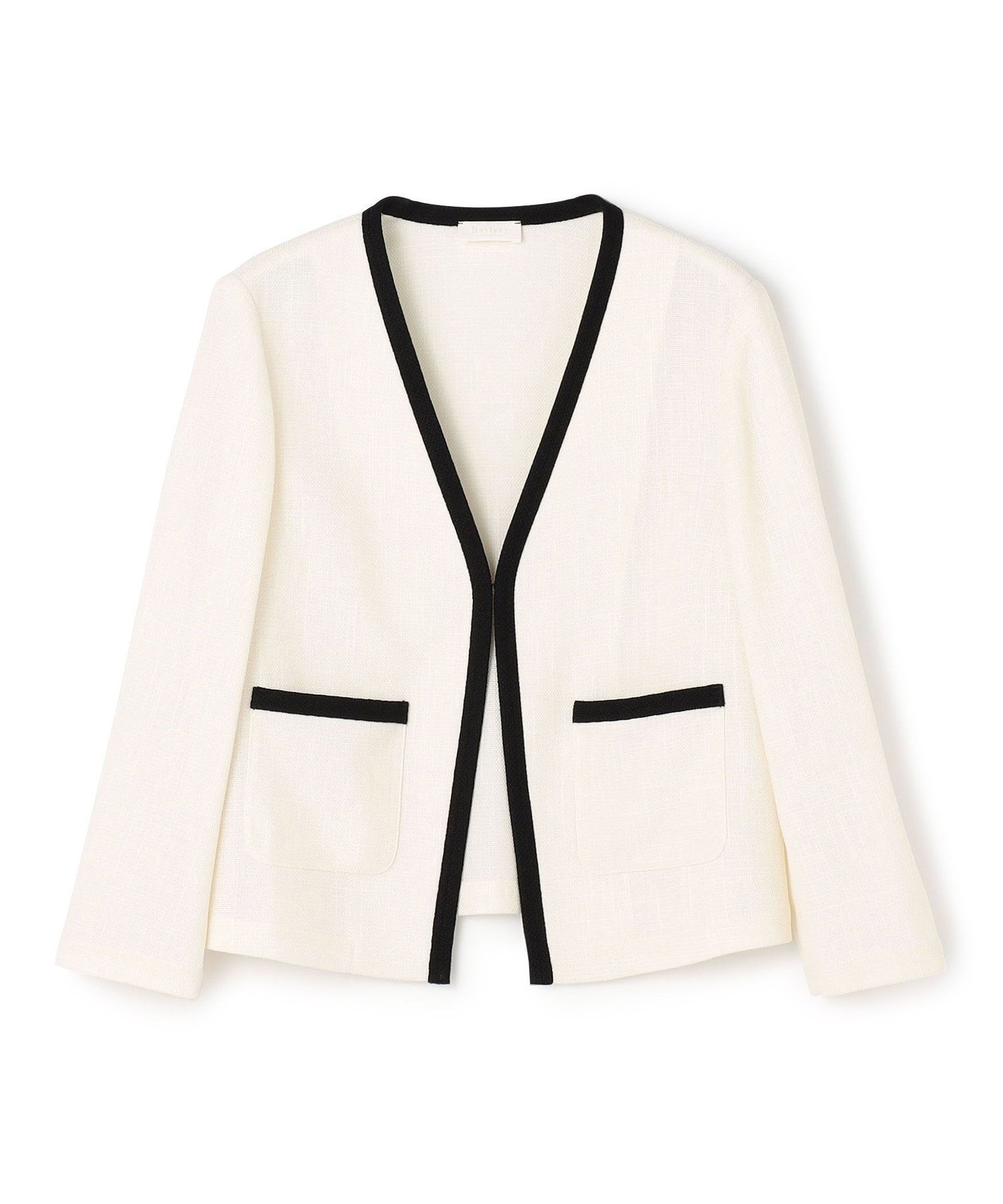 【トゥモローランド/TOMORROWLAND】のポリエステルレーヨンカラミ Vカラージャケット インテリア・キッズ・メンズ・レディースファッション・服の通販 founy(ファニー) 　ファッション　Fashion　レディースファッション　Fashion for Women　アウター　Coat / Outerwear Collection　レディースジャケット・軽アウター　Jackets　おすすめ　Recommended / Our Picks　コンパクト　Compact, Small Size　ジャケット　Jacket, Outerwear　ストレッチ　Stretch, Stretchy Fabric　デニム　Denim, Jeans Material　フォルム　Silhouette, Form　フロント　Front, Front Design　ポケット　Pocket, Pocket Detail　エレガント 上品　Elegant　11 ホワイト|ID: prp329100004936201 ipo3291000000037041717