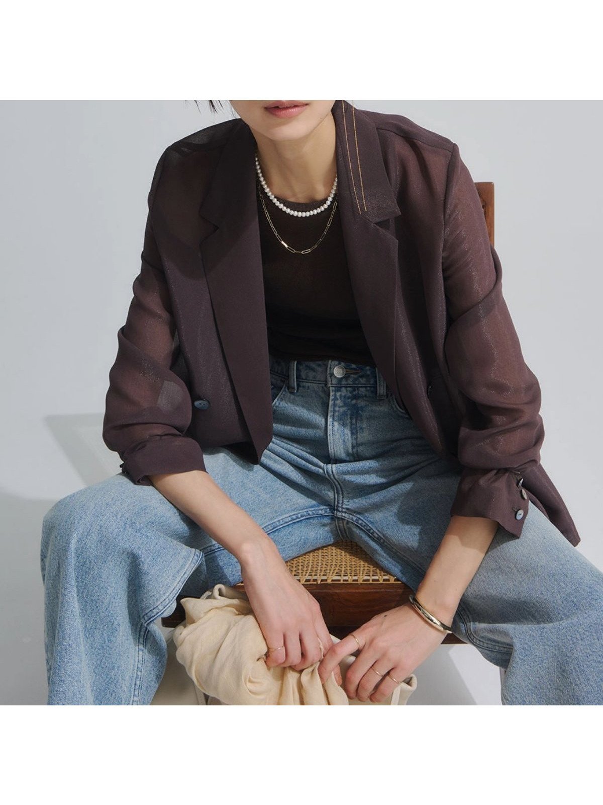 【アニュアンス/anuans】のシアーテーラードジャケット インテリア・キッズ・メンズ・レディースファッション・服の通販 founy(ファニー) 　ファッション　Fashion　レディースファッション　Fashion for Women　アウター　Coat / Outerwear Collection　レディースジャケット・軽アウター　Jackets　テーラードジャケット / 通勤・きれいめスタイル　Tailored Jackets & Blazers　インナー　Innerwear　シアー　Sheer, See-Through　タンク　Tank Top, Sleeveless Top　リラックス　Relax, Relaxed Fit　エレガント 上品　Elegant　BROWN|ID: prp329100004936215 ipo3291000000037041770