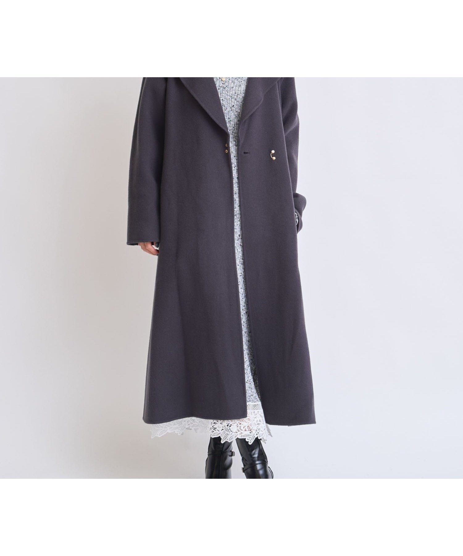 【ノエラ/Noela】のベルト付きショールカラーウールリバーコート インテリア・キッズ・メンズ・レディースファッション・服の通販 founy(ファニー) 　ファッション　Fashion　レディースファッション　Fashion for Women　アウター　Coat / Outerwear Collection　コート・ロングコート・ピーコート　Long Coats, Peacoats & More　ベルト&ウエストマーク　Belts & Waist Accessories　おすすめ　Recommended / Our Picks　ショール　Shawl, Wrap　ジャケット　Jacket, Outerwear　ストレート　Straight, Straight Cut　ポケット　Pocket, Pocket Detail　エレガント 上品　Elegant　A/W・秋冬　Autumn/Winter　チャコールグレー|ID: prp329100004936218 ipo3291000000037041777