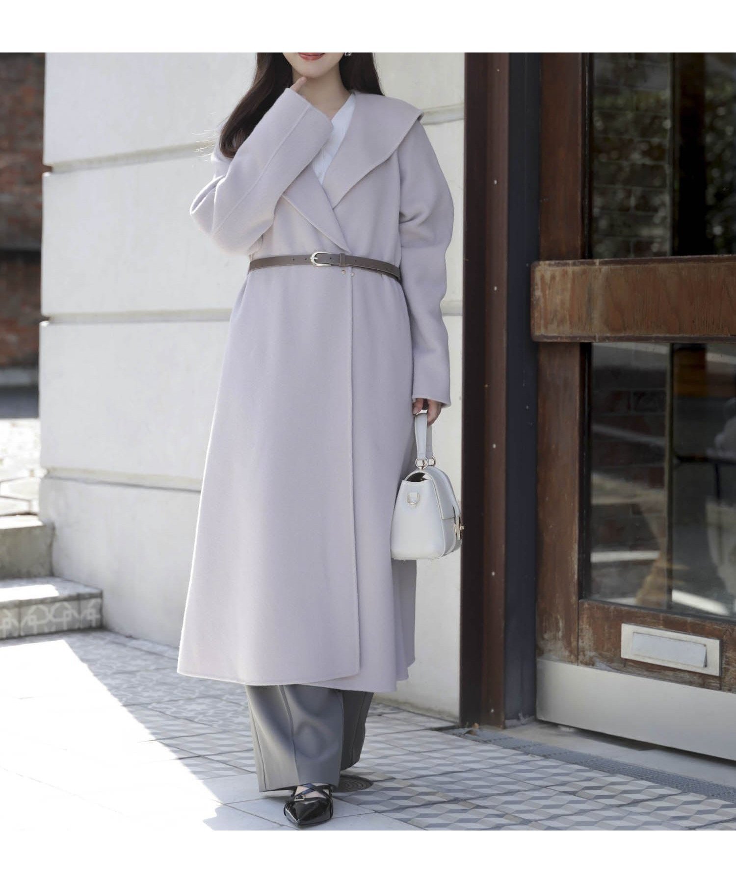 【ノエラ/Noela】のベルト付きショールカラーウールリバーコート インテリア・キッズ・メンズ・レディースファッション・服の通販 founy(ファニー) 　ファッション　Fashion　レディースファッション　Fashion for Women　アウター　Coat / Outerwear Collection　コート・ロングコート・ピーコート　Long Coats, Peacoats & More　ベルト&ウエストマーク　Belts & Waist Accessories　おすすめ　Recommended / Our Picks　ショール　Shawl, Wrap　ジャケット　Jacket, Outerwear　ストレート　Straight, Straight Cut　ポケット　Pocket, Pocket Detail　エレガント 上品　Elegant　A/W・秋冬　Autumn/Winter　ラベンダー|ID: prp329100004936218 ipo3291000000037041778