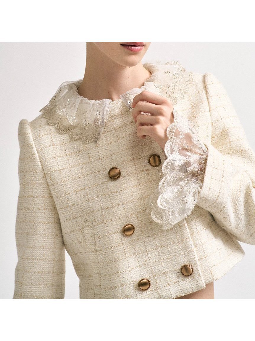 【リリーブラウン/Lily Brown】の【WEB限定カラー】 L.B CANDY STOCK スカラップビジューアタッチドジャケット インテリア・キッズ・メンズ・レディースファッション・服の通販 founy(ファニー) 　ファッション　Fashion　レディースファッション　Fashion for Women　アウター　Coat / Outerwear Collection　レディースジャケット・軽アウター　Jackets　春　Spring　カフス　Cuff Design　ショート　Short, Short Length　ジャケット　Jacket, Outerwear　スマート　Smart, Elegant　セットアップ　Set-Up, Coordinated Outfit　ツイル　Twist, Twisted Detail　ツイード　Twill, Twill Weave　ロング　Long, Long-Length　ワーク　Workwear, Utility Style　A/W・秋冬　Autumn/Winter　エレガント 上品　Elegant　IVR[003]|ID: prp329100004936235 ipo3291000000037041843