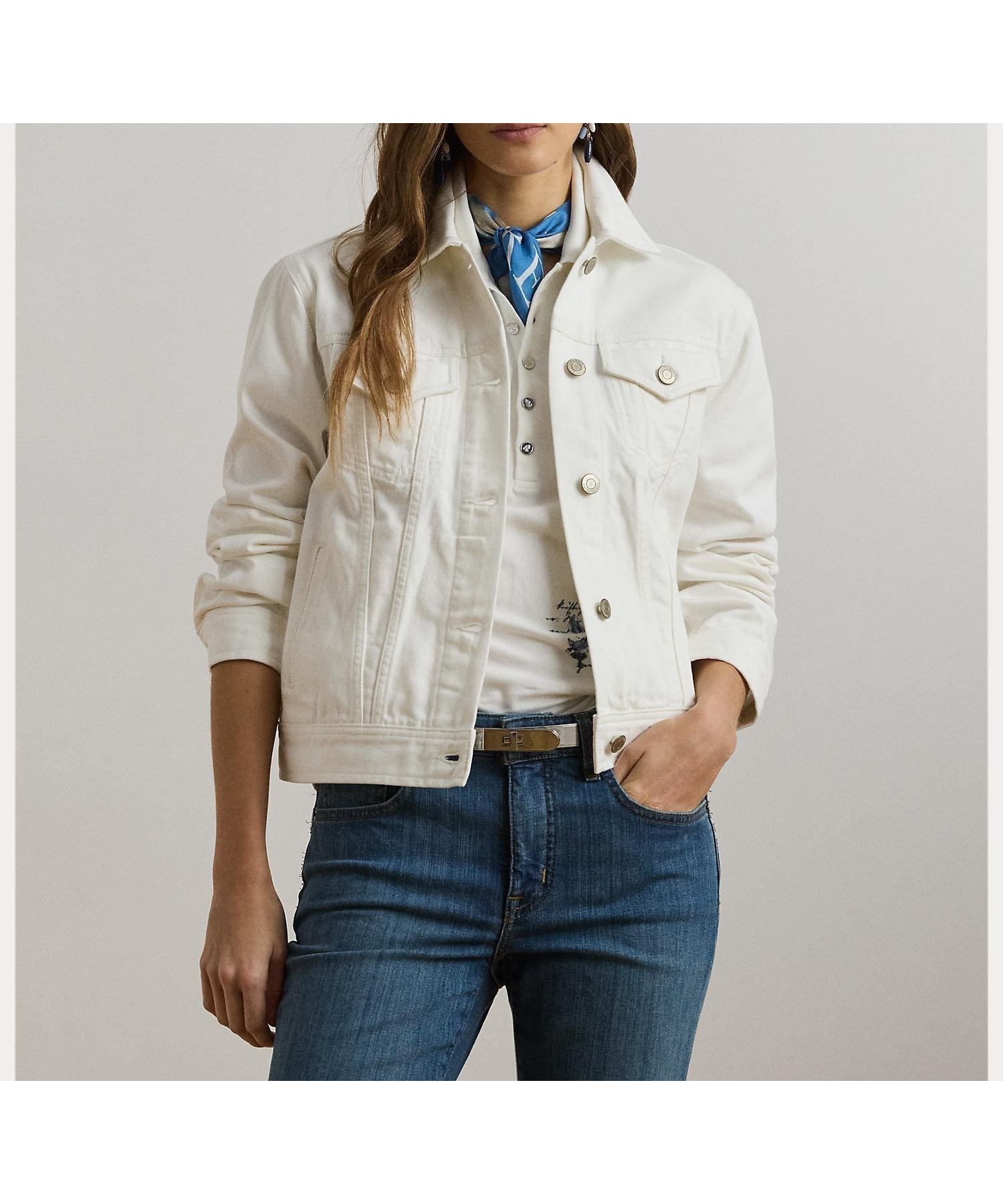 【ラルフローレン/RALPH LAUREN】のデニム トラッカー ジャケット インテリア・キッズ・メンズ・レディースファッション・服の通販 founy(ファニー) 　ファッション　Fashion　レディースファッション　Fashion for Women　アウター　Coat / Outerwear Collection　レディースジャケット・軽アウター　Jackets　カフス　Cuff Design　ジャケット　Jacket, Outerwear　デニム　Denim, Jeans Material　定番　Standard, Basic Item　長袖　Long Sleeve, Full Sleeve　パッチ　Patch, Appliqué　フィット　Fit, Slim Fit　フラップ　Flap, Flap Pocket　フロント　Front, Front Design　ポケット　Pocket, Pocket Detail　リラックス　Relax, Relaxed Fit　100ホワイト|ID: prp329100004936244 ipo3291000000037041883