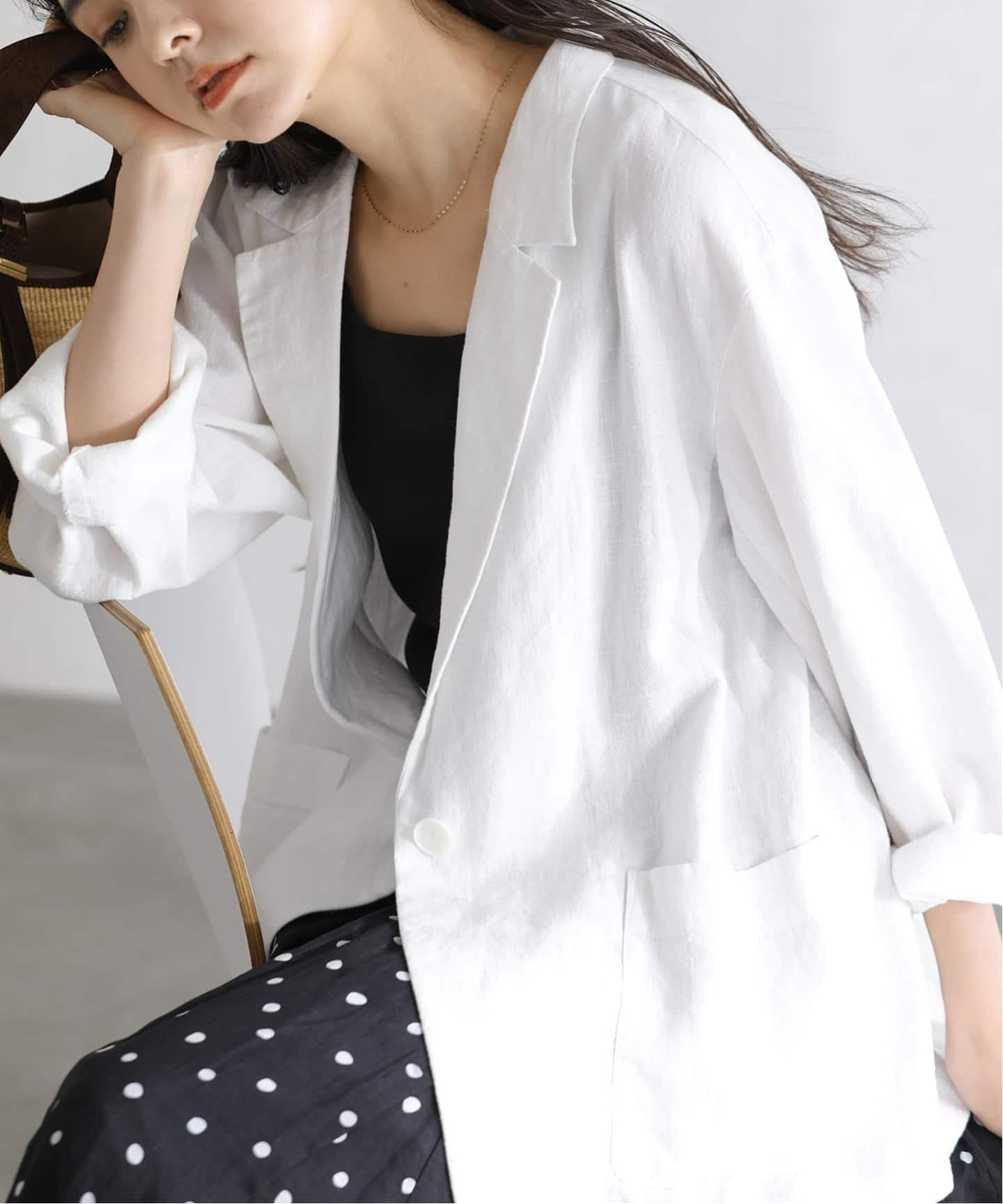 【ラ トータリテ/La TOTALITE】の【洗える】ウォッシャブルリネン混ジャケット インテリア・キッズ・メンズ・レディースファッション・服の通販 founy(ファニー) 　ファッション　Fashion　レディースファッション　Fashion for Women　アウター　Coat / Outerwear Collection　レディースジャケット・軽アウター　Jackets　2026年　2026　ジャケット　Jacket, Outerwear　ボックス　Boxy, Box Shape　リネン　Linen, Linen Fabric　洗える　Machine Washable　ホワイト|ID: prp329100004936268 ipo3291000000037042003