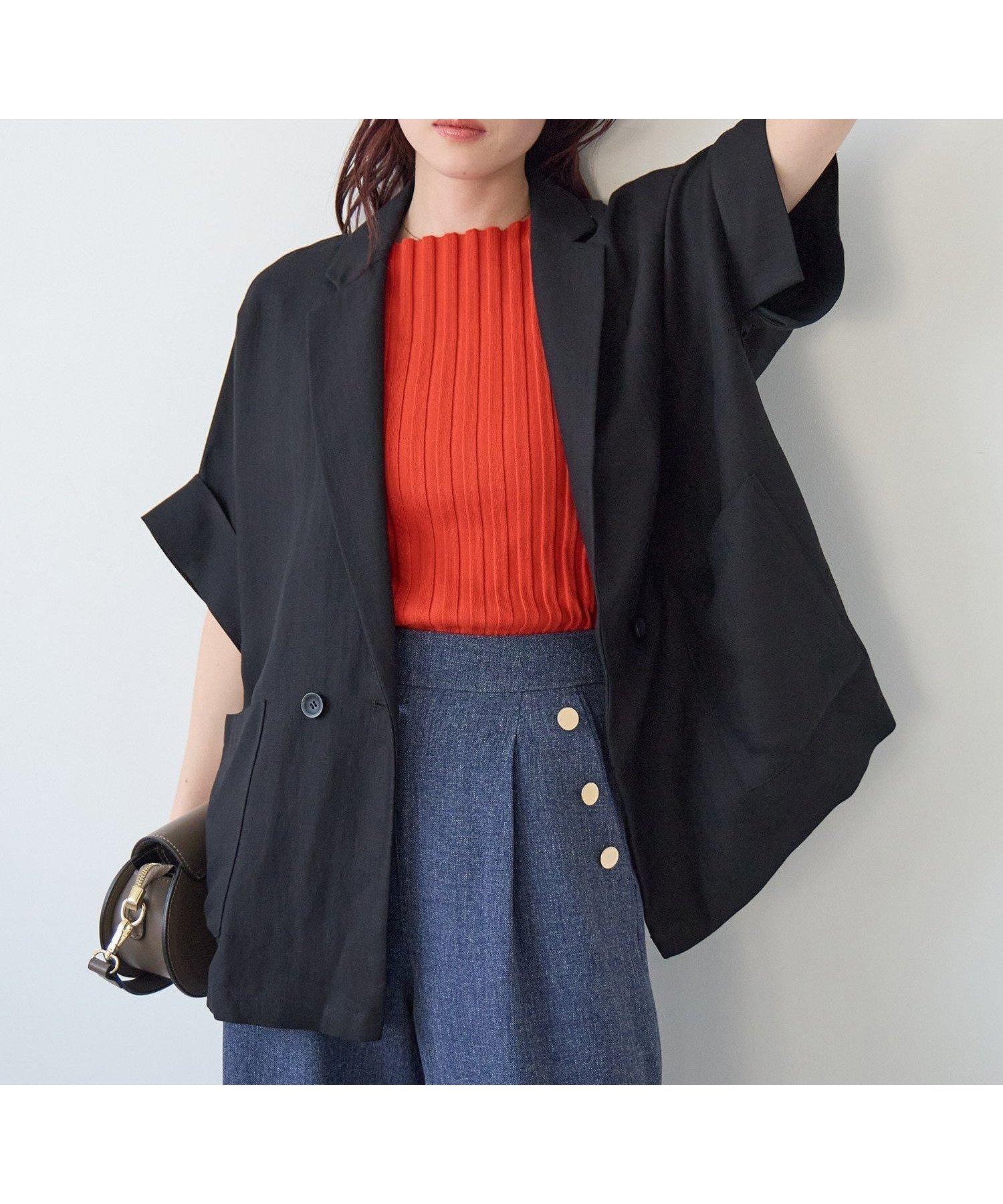 【ルクールブラン/le.coeur blanc】のタンブラーハーフスリーブテーラードジャケット インテリア・キッズ・メンズ・レディースファッション・服の通販 founy(ファニー) 　ファッション　Fashion　レディースファッション　Fashion for Women　アウター　Coat / Outerwear Collection　レディースジャケット・軽アウター　Jackets　テーラードジャケット / 通勤・きれいめスタイル　Tailored Jackets & Blazers　ジャケット　Jacket, Outerwear　夏　Summer　羽織　Haori, Light Jacket　ブラック|ID: prp329100004936348 ipo3291000000037042360