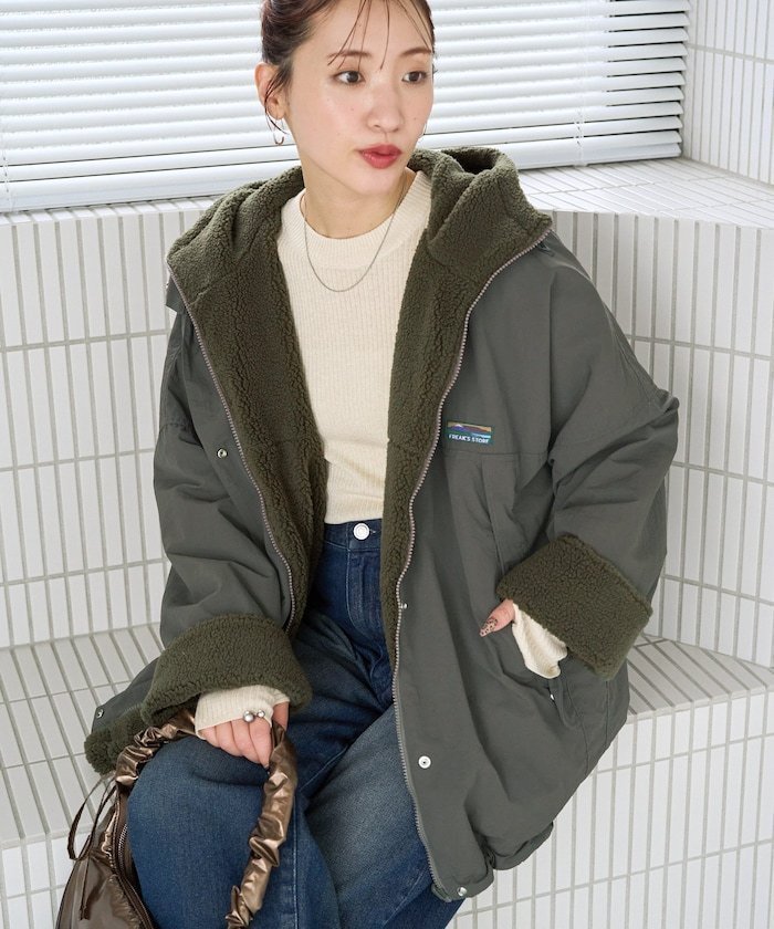 【フリークスストア/FREAK'S STORE】のFREAK S STORE OUTDOORS ボア リバーシブル フーディー【限定展開】 25AW インテリア・キッズ・メンズ・レディースファッション・服の通販 founy(ファニー) 　ファッション　Fashion　レディースファッション　Fashion for Women　2025年　2025　2025-2026秋冬・A/W　Autumn/Winter 2025–26 AW25–26　冬　Winter / This Winter　アウトドア　Outdoor Clothing　ドローコード　Drawcord, Drawstring Cord　ビッグ　Big, Oversized　リバーシブル　Reversible, Two-Sided　人気　Popular, Best Seller　A/W・秋冬　Autumn/Winter　チャコールグレー|ID: prp329100004936387 ipo3291000000037042538