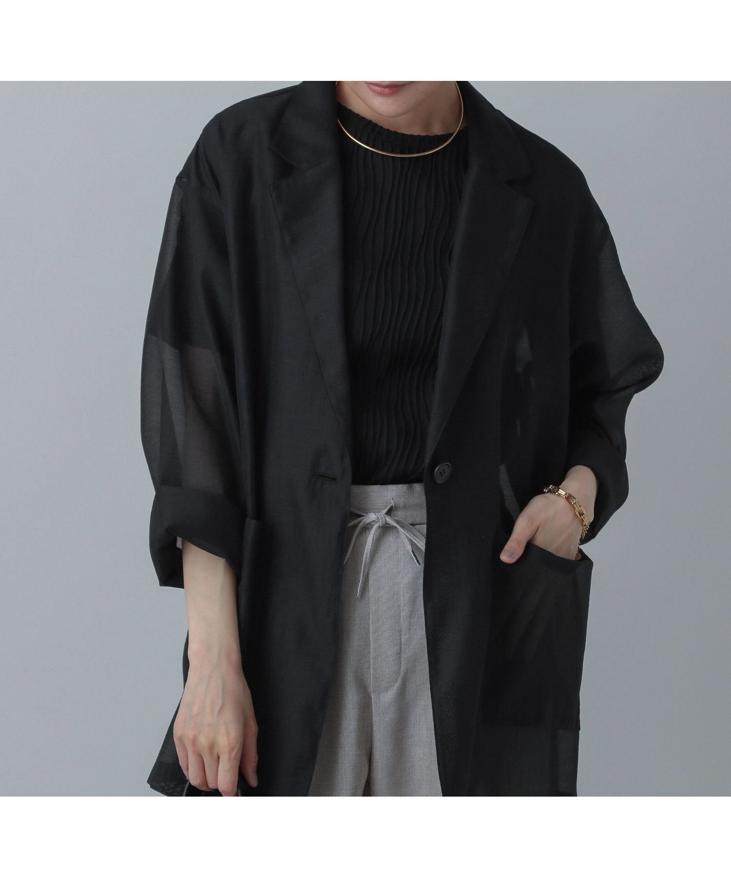 【グローバルワーク/GLOBAL WORK】のMATINEE LINE/イージーケアシアージャケット/496974 インテリア・キッズ・メンズ・レディースファッション・服の通販 founy(ファニー) 　ファッション　Fashion　レディースファッション　Fashion for Women　アウター　Coat / Outerwear Collection　レディースジャケット・軽アウター　Jackets　シアー　Sheer, See-Through　ジャケット　Jacket, Outerwear　トレンド　Trend, Trending Now　バランス　Balance, Style Balance　ロング　Long, Long-Length　夏　Summer　ブラック09|ID: prp329100004936396 ipo3291000000037042581