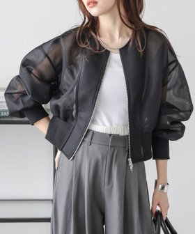 【ラジュール/Lajour】のダブルジップ シアーブルゾン 大人の最旬トレンドファッション＆コーディネート founy(ファウニー) ファッション Fashion レディースファッション Fashion for Women アウター Coat / Outerwear Collection ブルゾンジャケット・スポーティアウター Blouson Jackets エアリー Airy Texture シアー Sheer, See-Through ショート Short, Short Length トレンド Trend, Trending Now フェミニン Feminine, Girly ブルゾン Blouson, Bomber Jacket メッシュ Mesh, Net Fabric エレガント 上品 Elegant 夏 Summer 春 Spring S/S・春夏 SS, Spring/Summer, Warm Season |ID:prp329100004936406