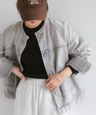 【アンドミー/andme】のオーバーサイズ ノーカラー ツイル デニム ジャケット ライトグレー|ID: prp329100004936424 ipo3291000000037259389