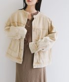 【アンドミー/andme】のオーバーサイズ ノーカラー ツイル デニム ジャケット キャメルベージュ|ID: prp329100004936424 ipo3291000000037259392