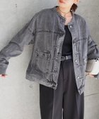 【アンドミー/andme】のオーバーサイズ ノーカラー ツイル デニム ジャケット ケミカルブラック|ID: prp329100004936424 ipo3291000000037259398